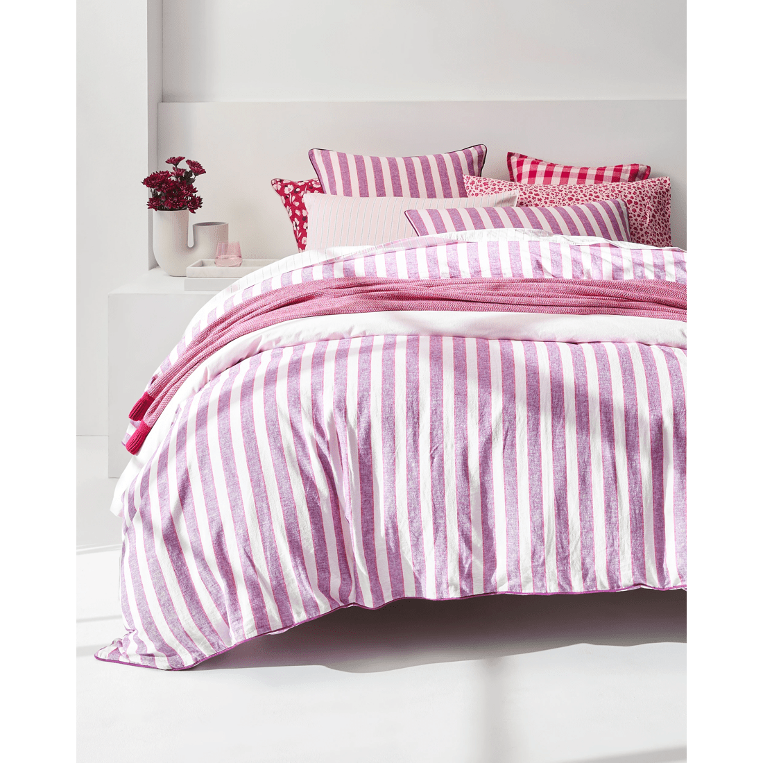 1 Target Reid Stripe Linen/cotton Quilt Cover Set
 - Double Bed
 - Pink, 1 of 5