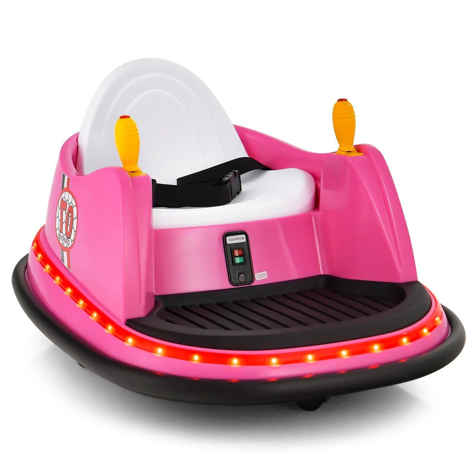 1 Costway Battery-Supported Ride On Car Bumper Car Electric Toy - Pink, 1 of 1