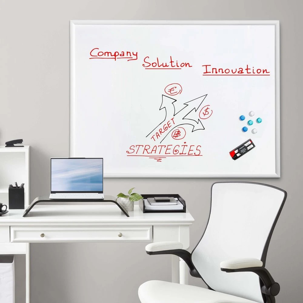 4 J.Burrows Magnetic Aluminium Frame Whiteboard 1200 x 900mm, 4 of 4