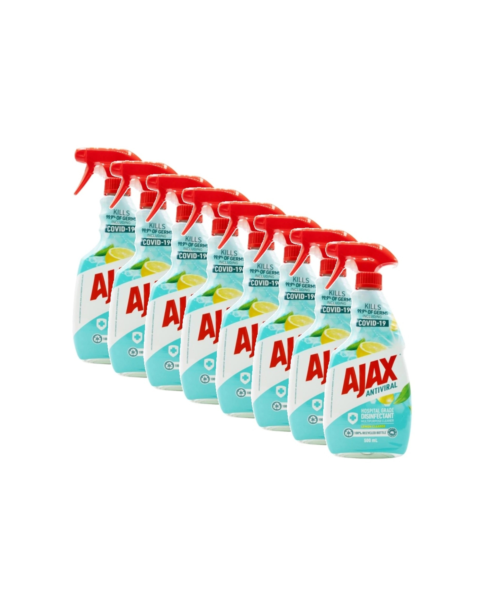 1 Ajax 8PK Multipurpose Cleaner Antiviral Lemon Cleanse Disinfectant 500mL - Multi, 1 of 3