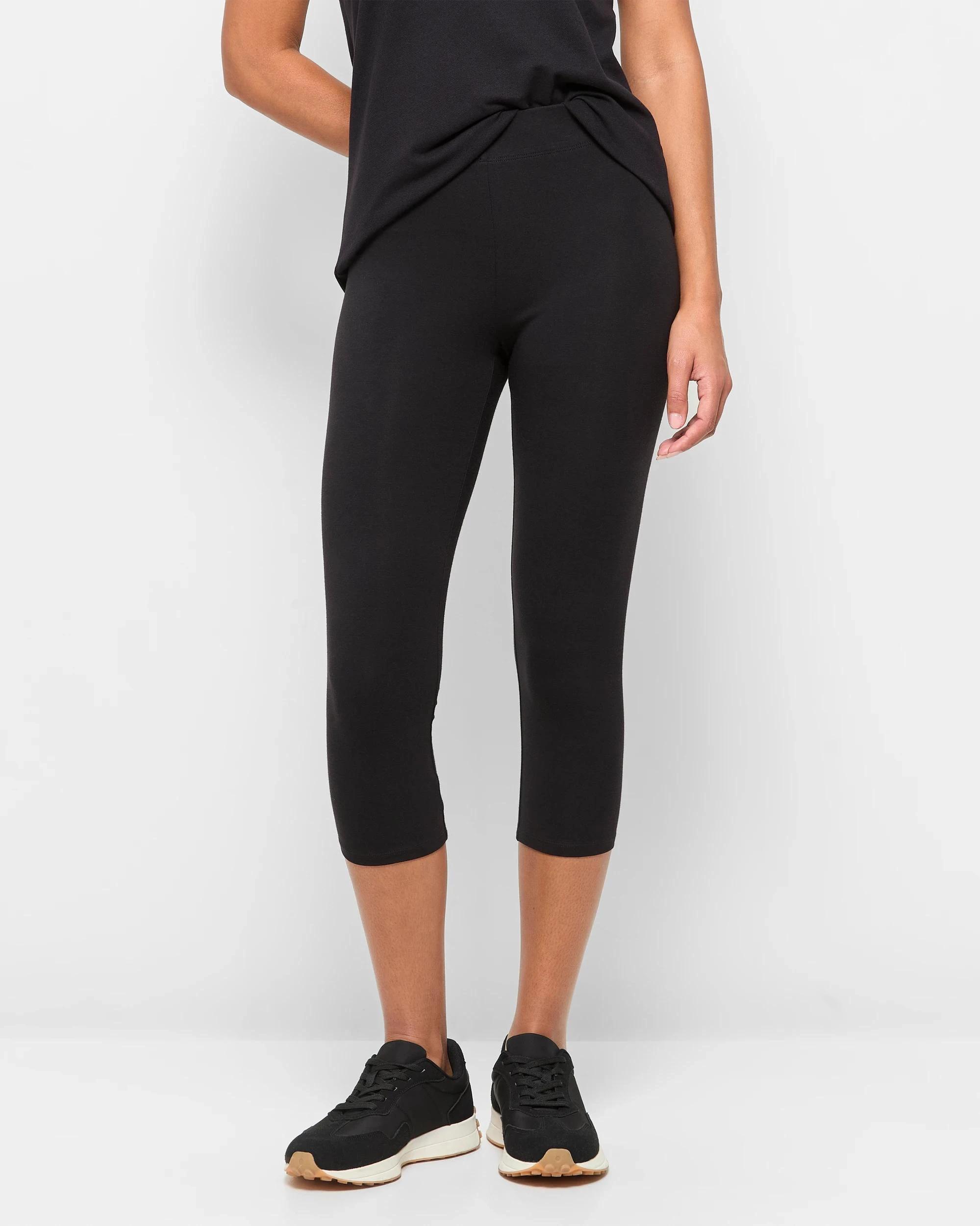 2 Target Active Australian Cotton 3/4 Length Stretch Leggings BLACK, 2 of 5