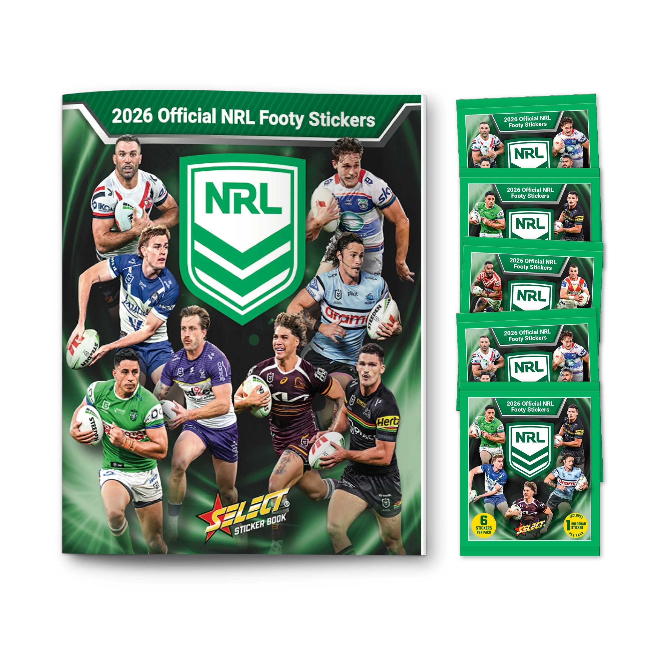 1 2026 Official NRL Footy Stickers Book Bundle - Green, 1 of 5