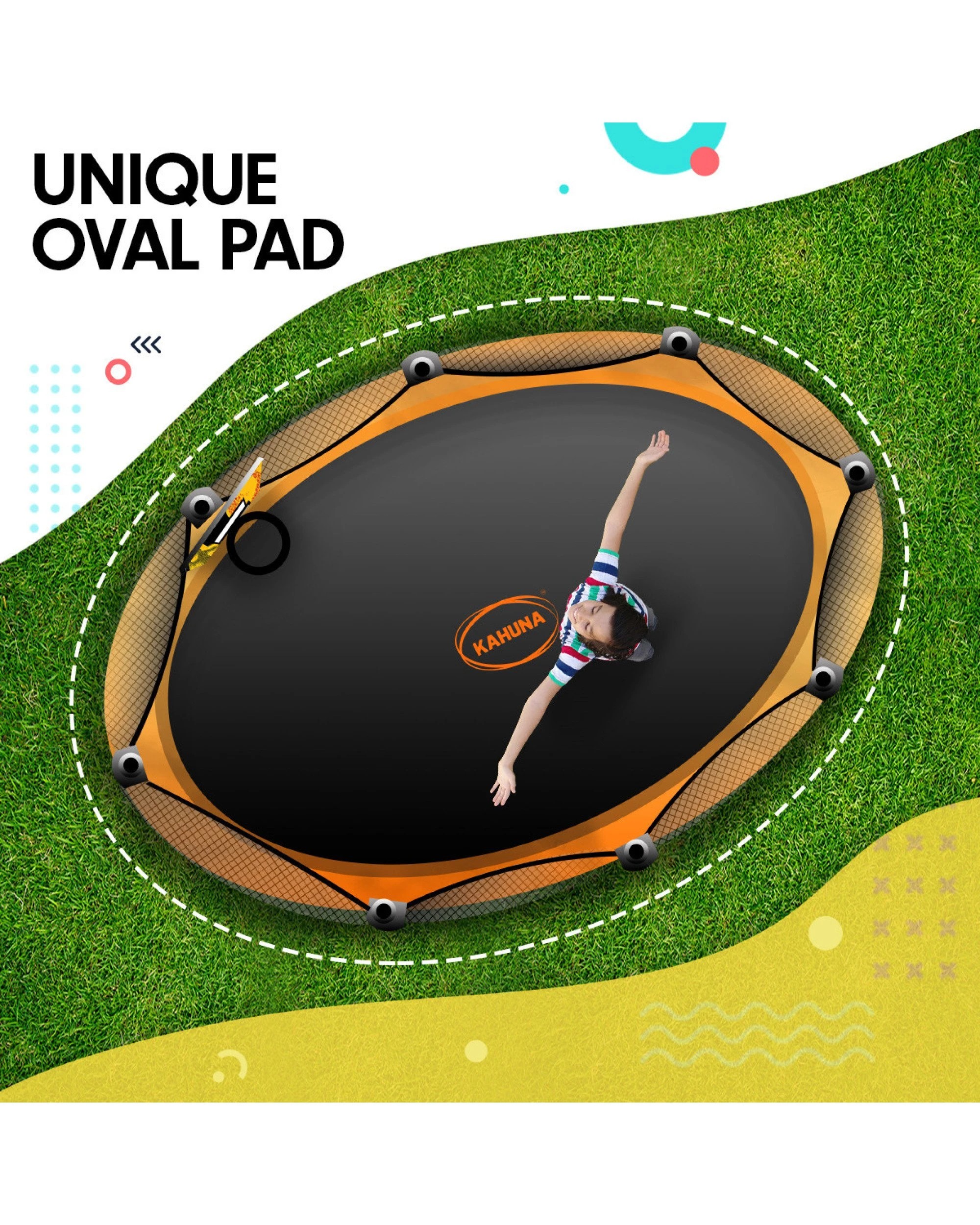 3 Kahuna Trampoline 8 ft x 14 ft Oval Outdoor - Orange, 3 of 8