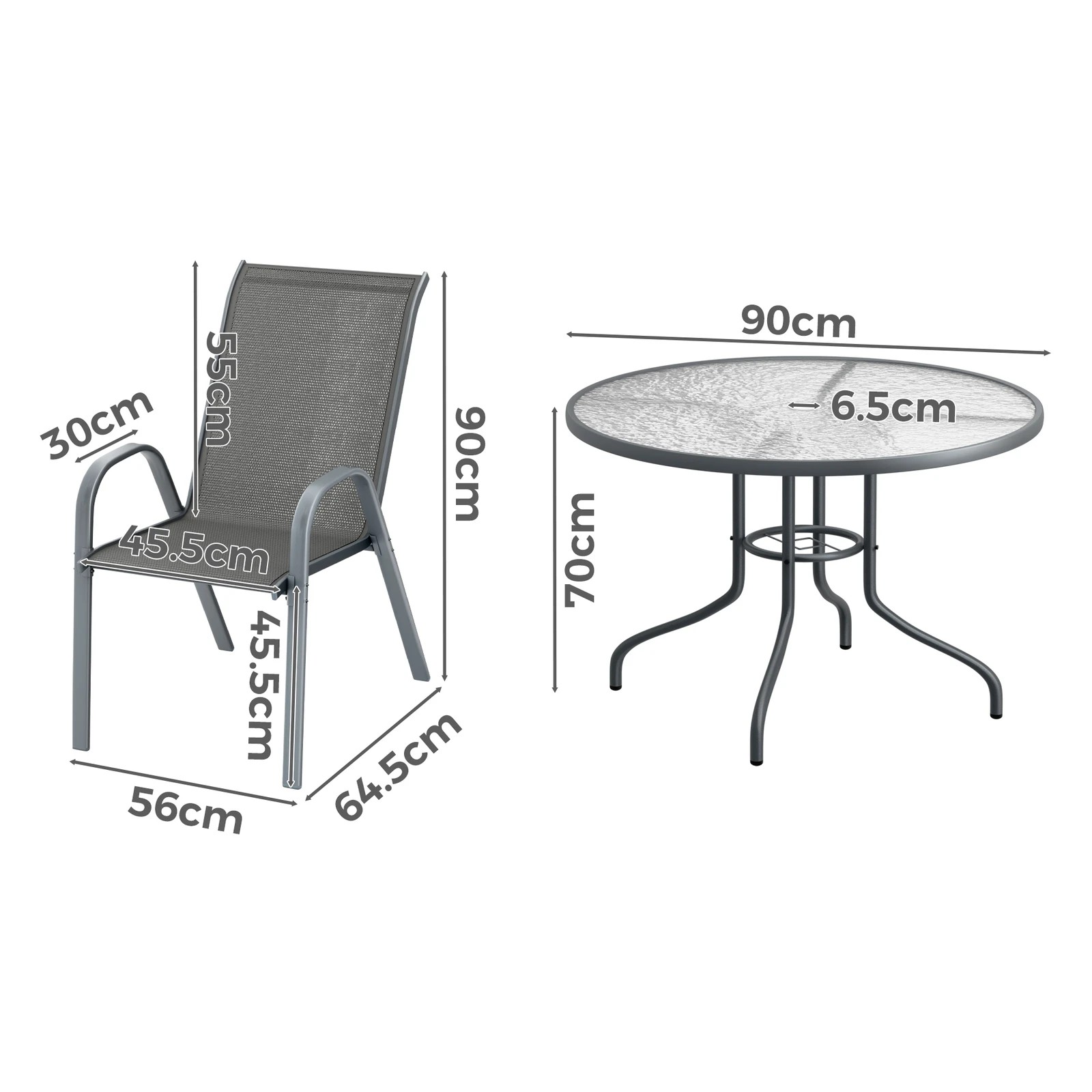 5 Alfordson 5PCS Outdoor Dining Set Table and Chairs Patio Furniture Round - Grey, 5 of 10