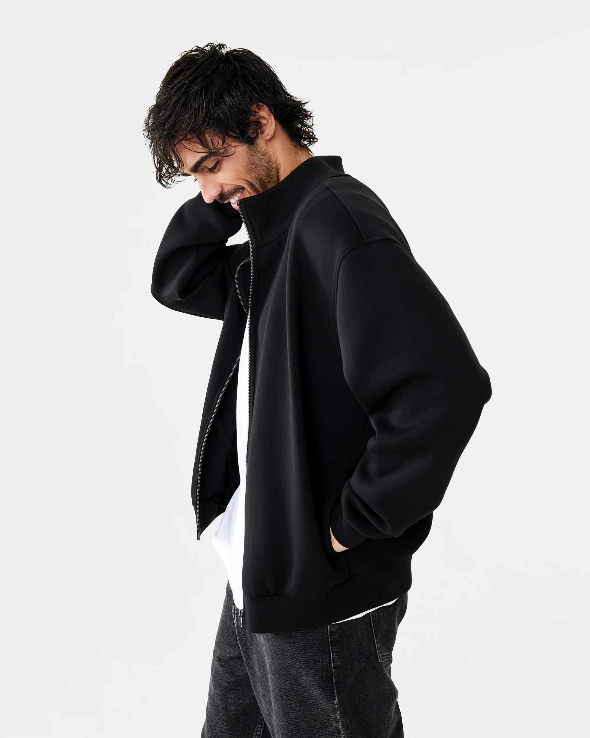 10 Scuba Funnel Neck Zip Through Sweatshirt Black, 10 of 10