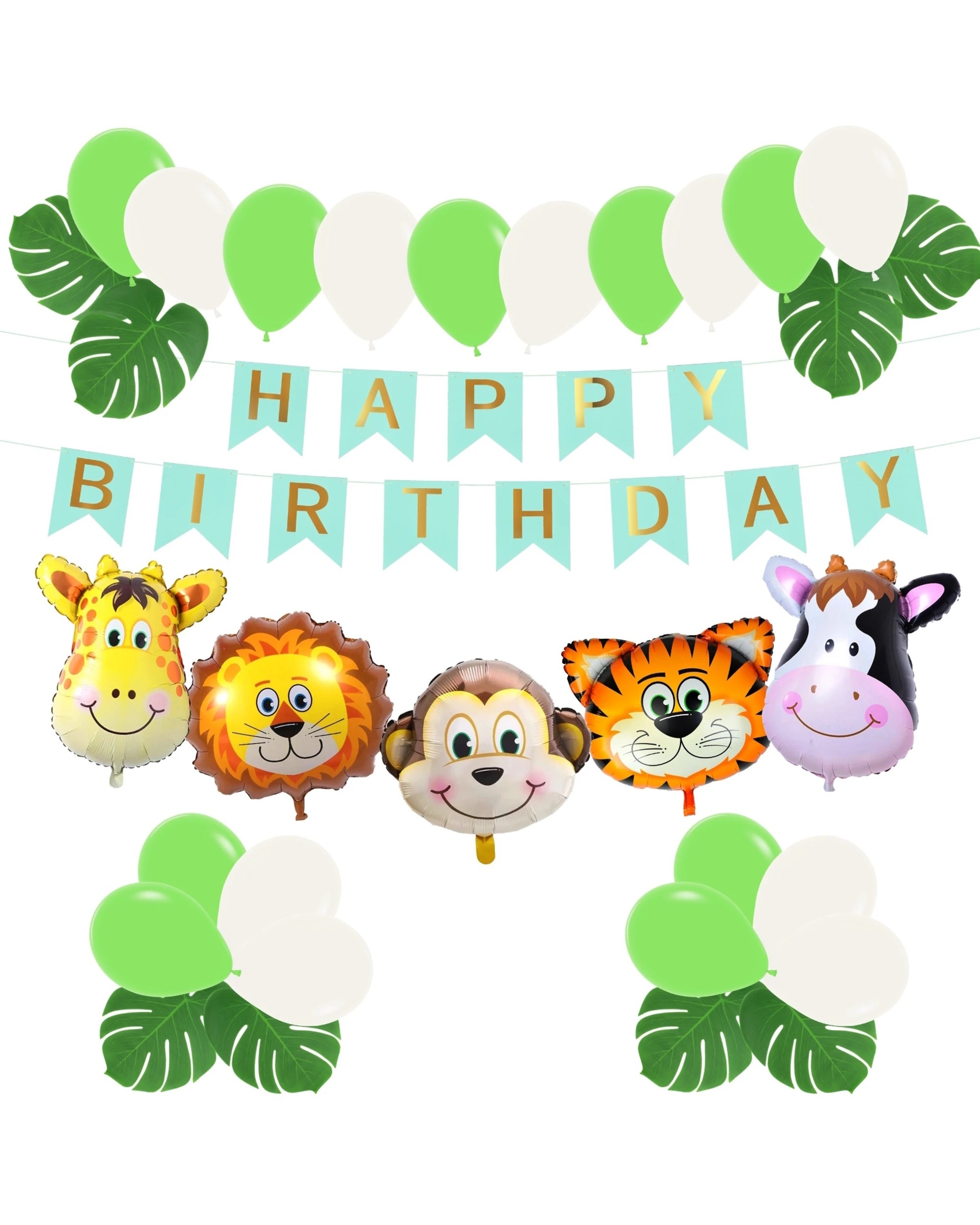1 Party Maker Happy Birthday Jungle Balloon Decoration Kit - Green, 1 of 3