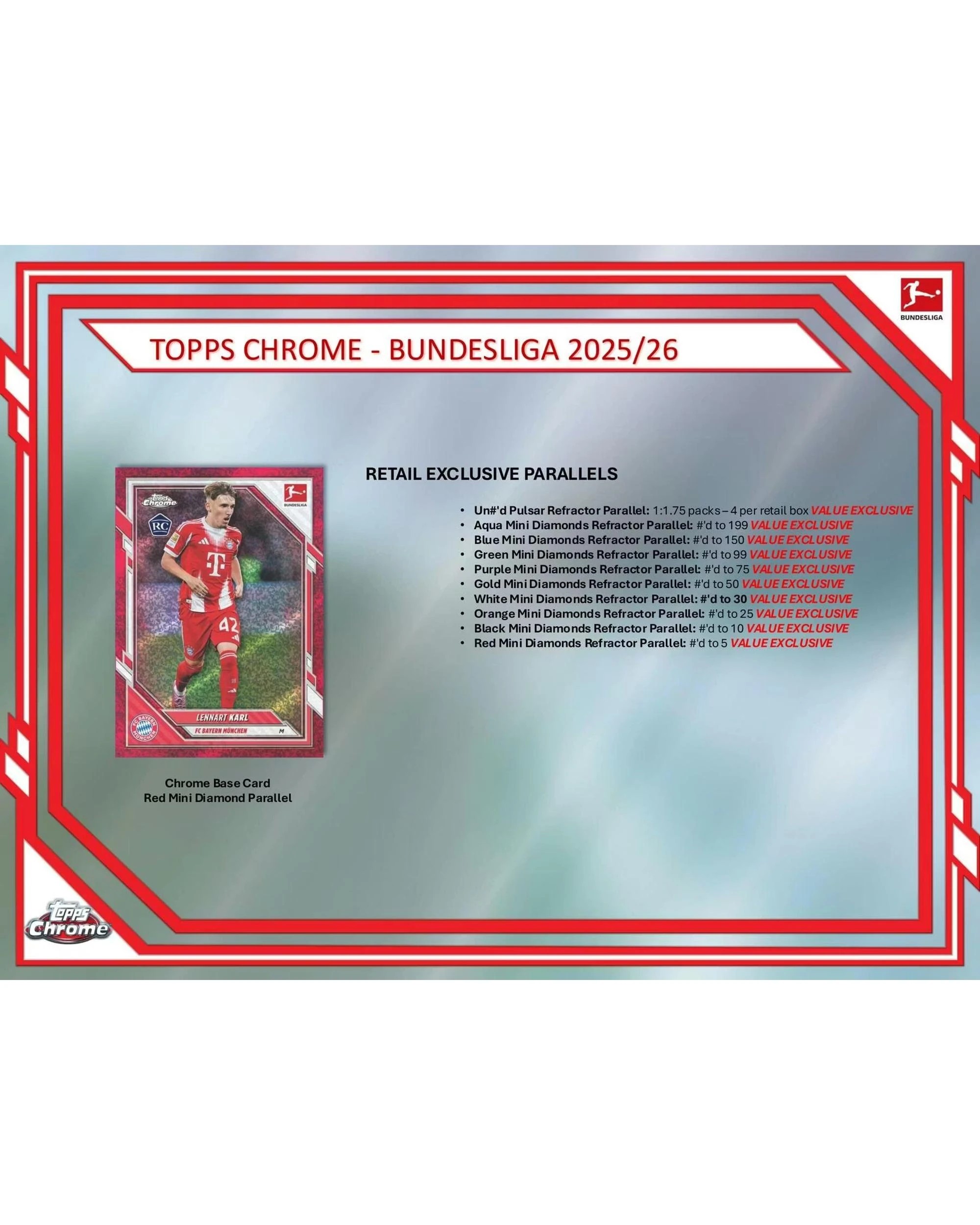 3 Topps 2025/2026 Chrome Bundesliga Soccer Blaster Box, 3 of 10