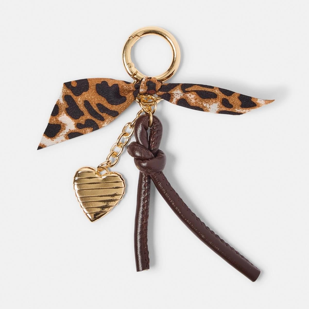 1 Leopard Bow Charm Keyring - Brown, Black and Gold Tone Brown, 1 of 3