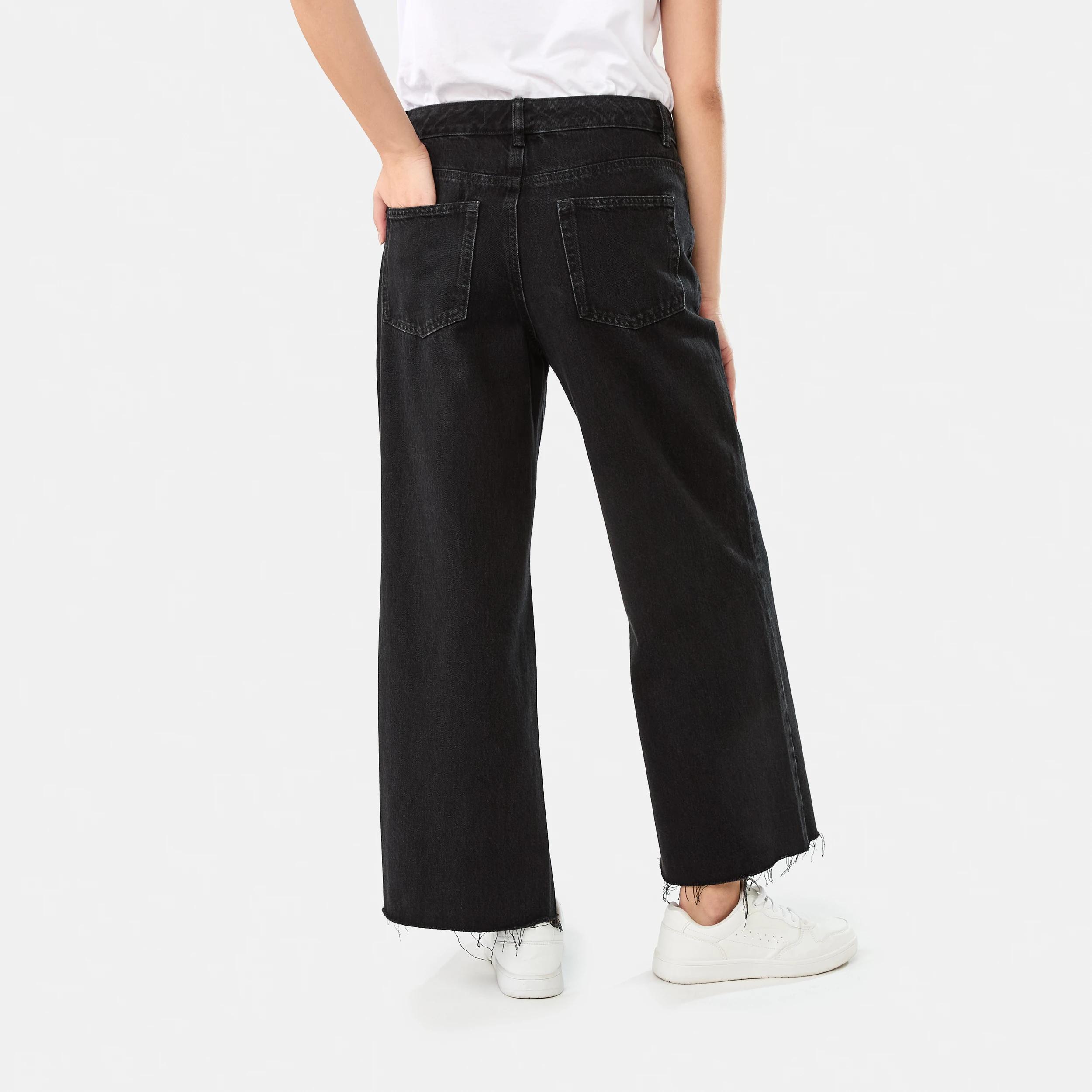 4 Wide Leg Raw Hem Jeans BLACK WASH, 4 of 9