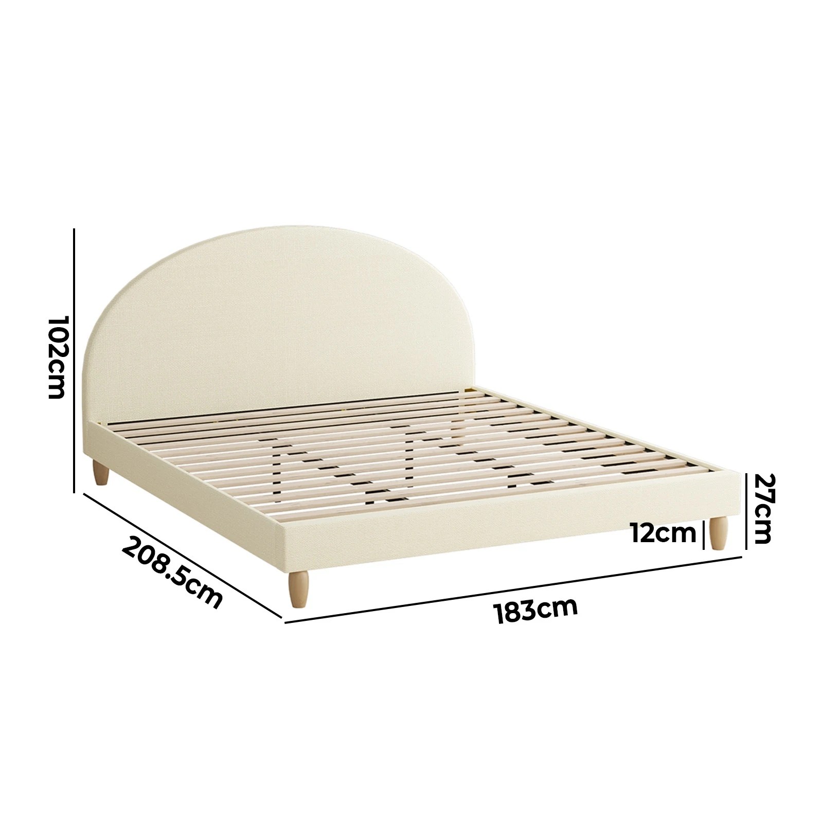 10 Oikiture King Bed Frame Arched Beds Platform
 - Beige, 10 of 10