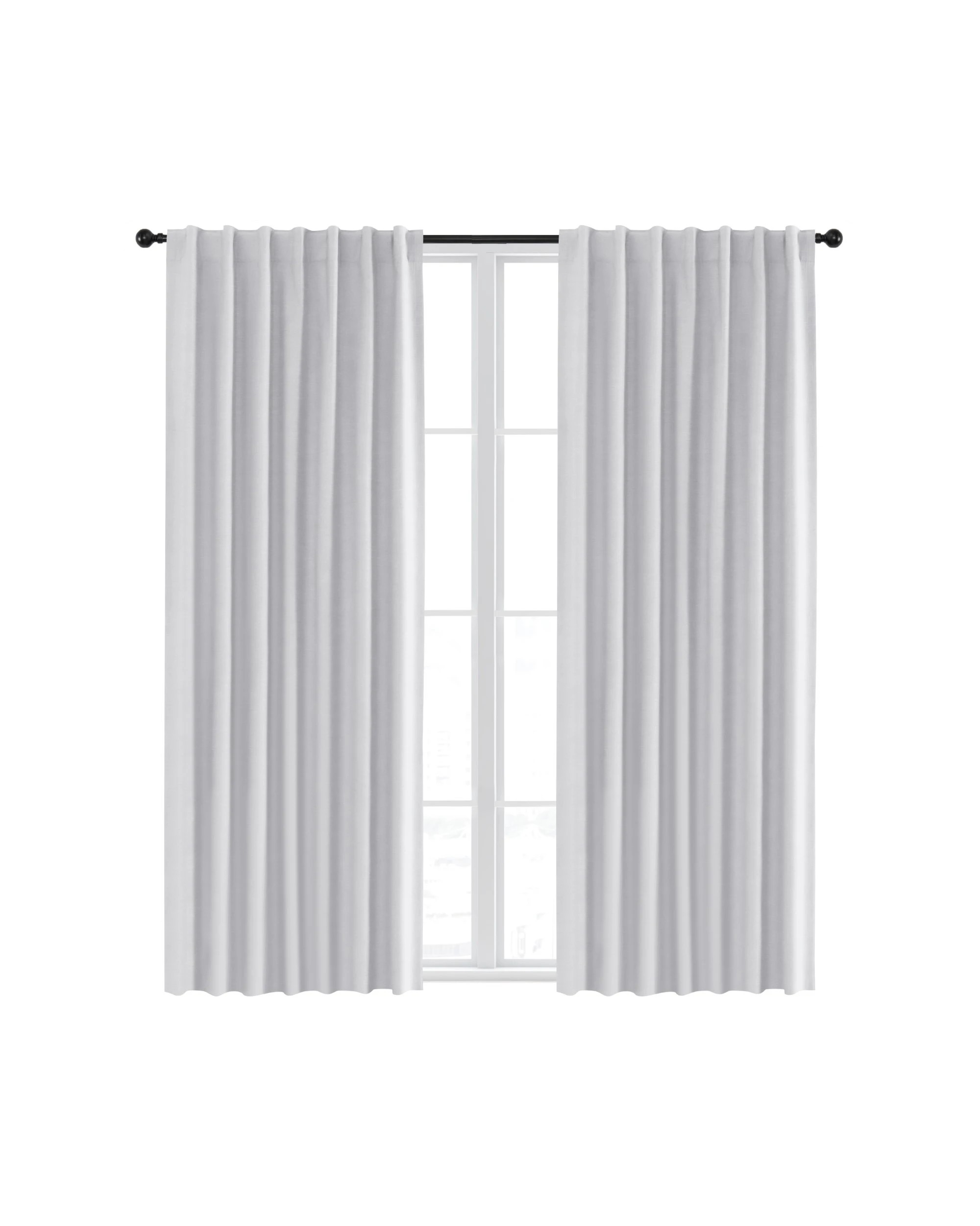 6 Sherwood Faux Linen 100% Blockout Concealed Tab Top Curtain Pair 225x223cm - White, 6 of 6