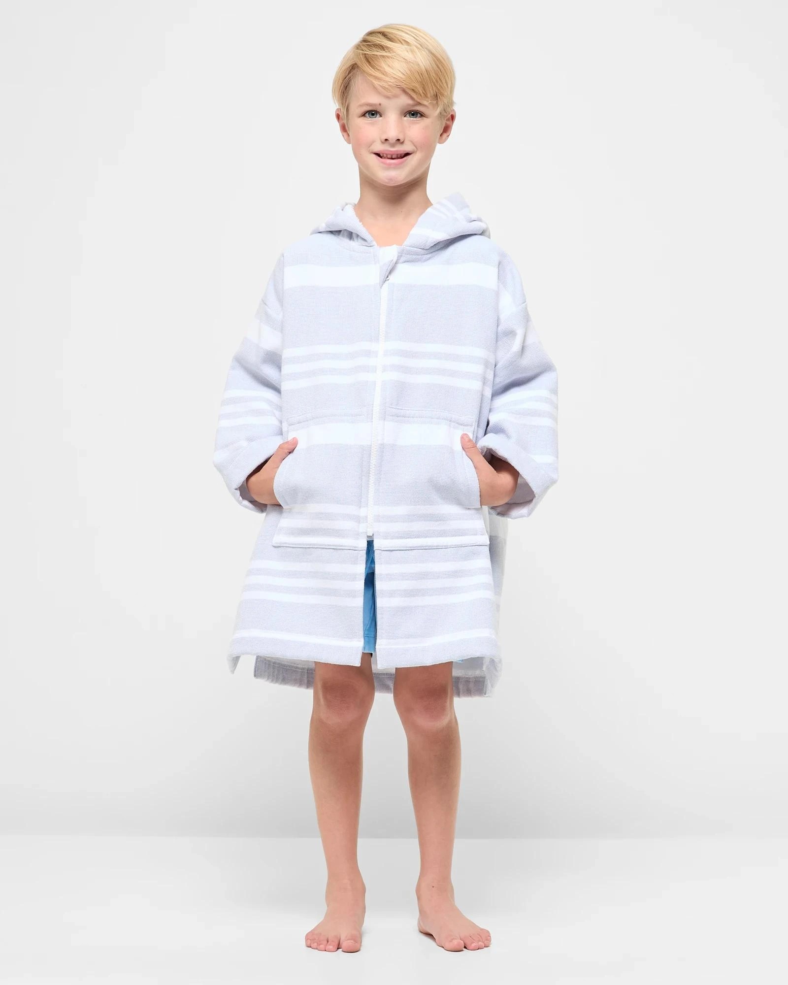 1 Target Henley Kids  Zip Thru Hooded Towel - Blue, 1 of 6