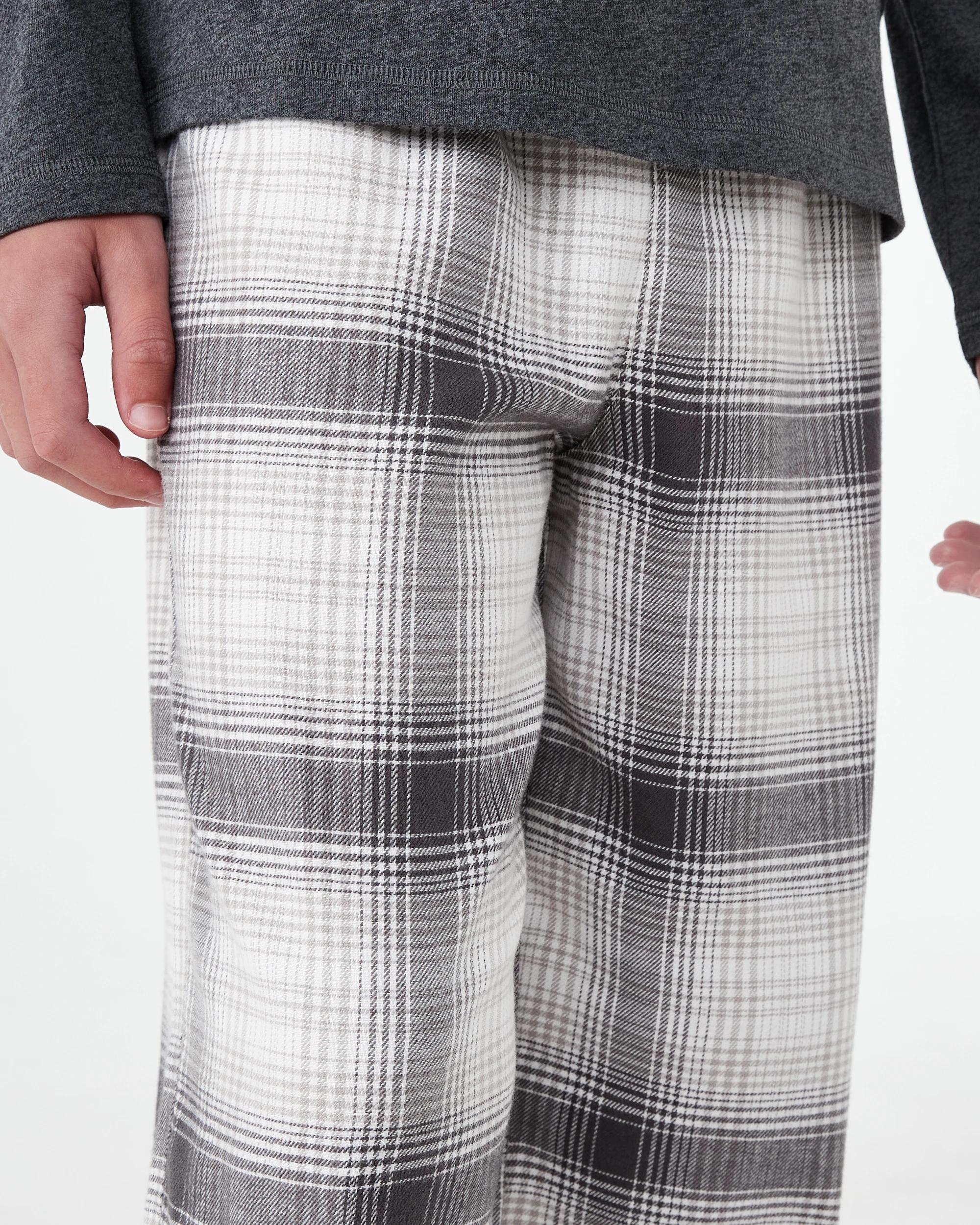 6 Knit Woven Pyjama Set Gry Check, 6 of 8