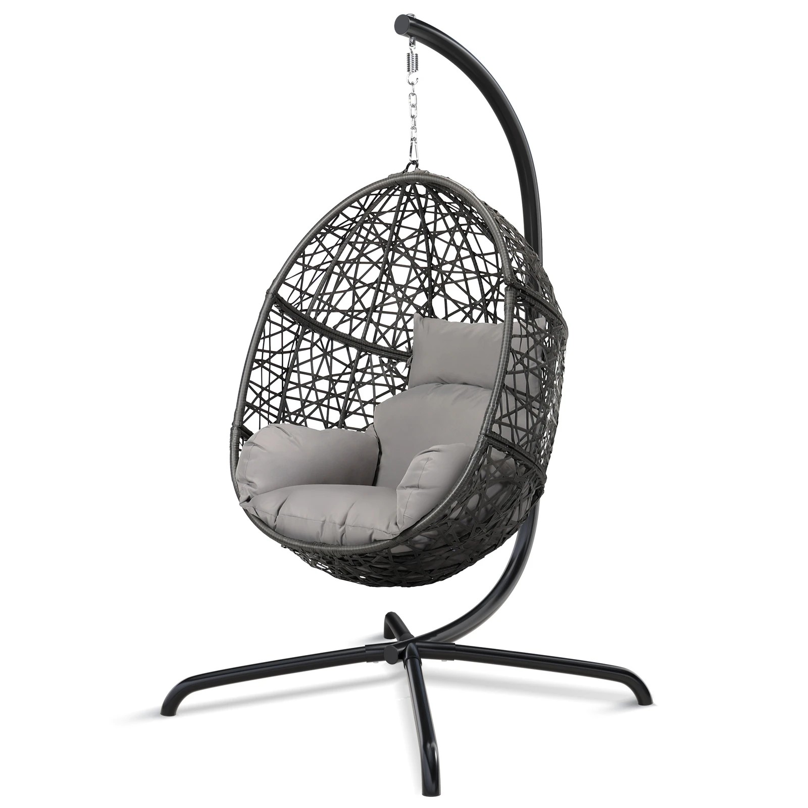 1 Alfordson Outdoor Egg Swing Chair Wicker Rattan Pod Hanging Seat - Light Grey, 1 of 10