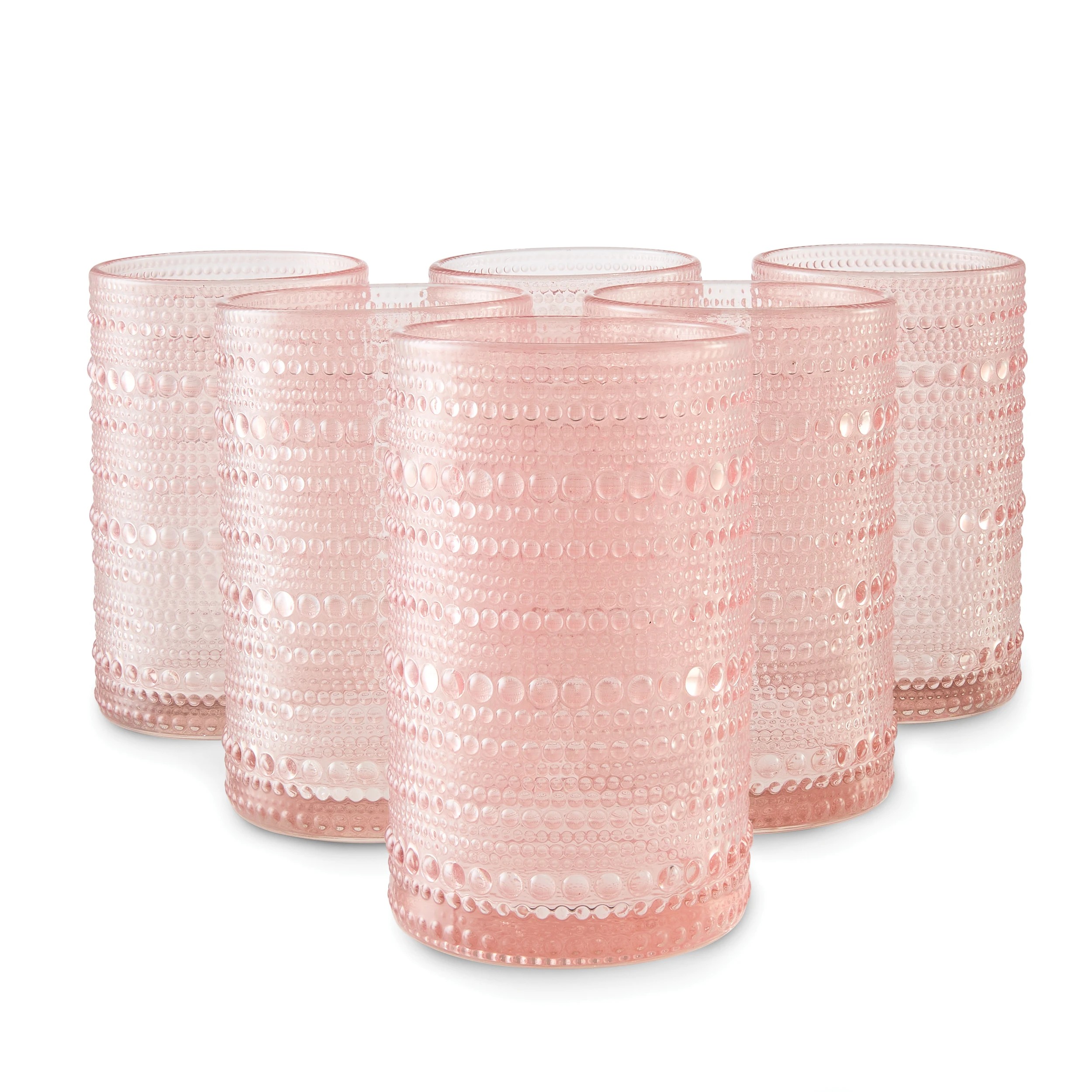 1 6 Pink Pearls Highball Glasses, 1 of 6
