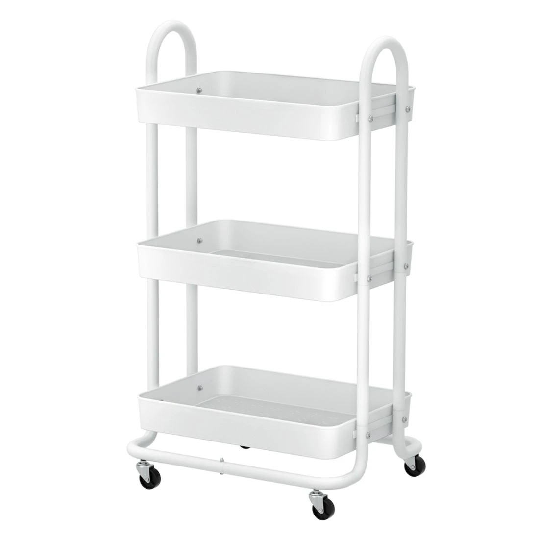 4 Artiss Storage Trolley Kitchen Cart 3 Tiers Rack Shelf Organiser Wheels - White, 4 of 4