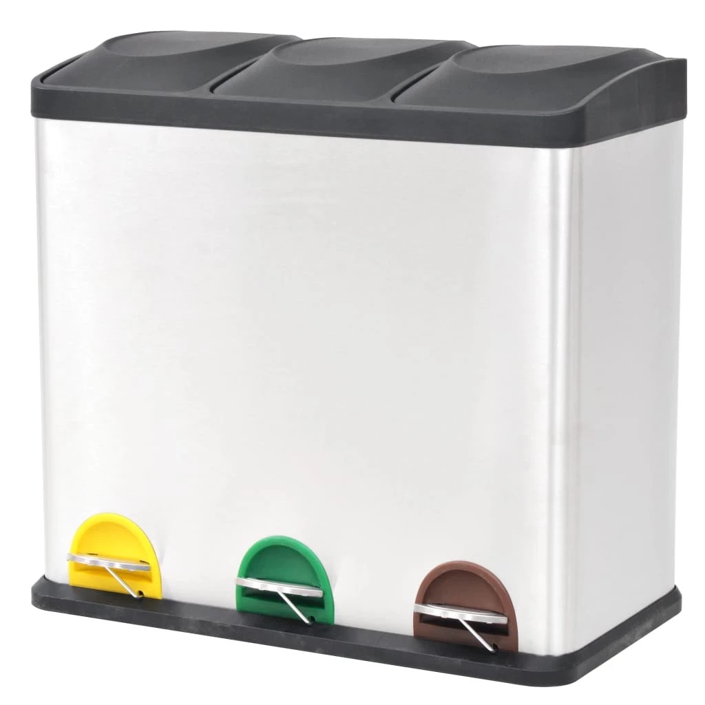 1 vidaXL Dustbin Stainless Steel - Silver, 1 of 3