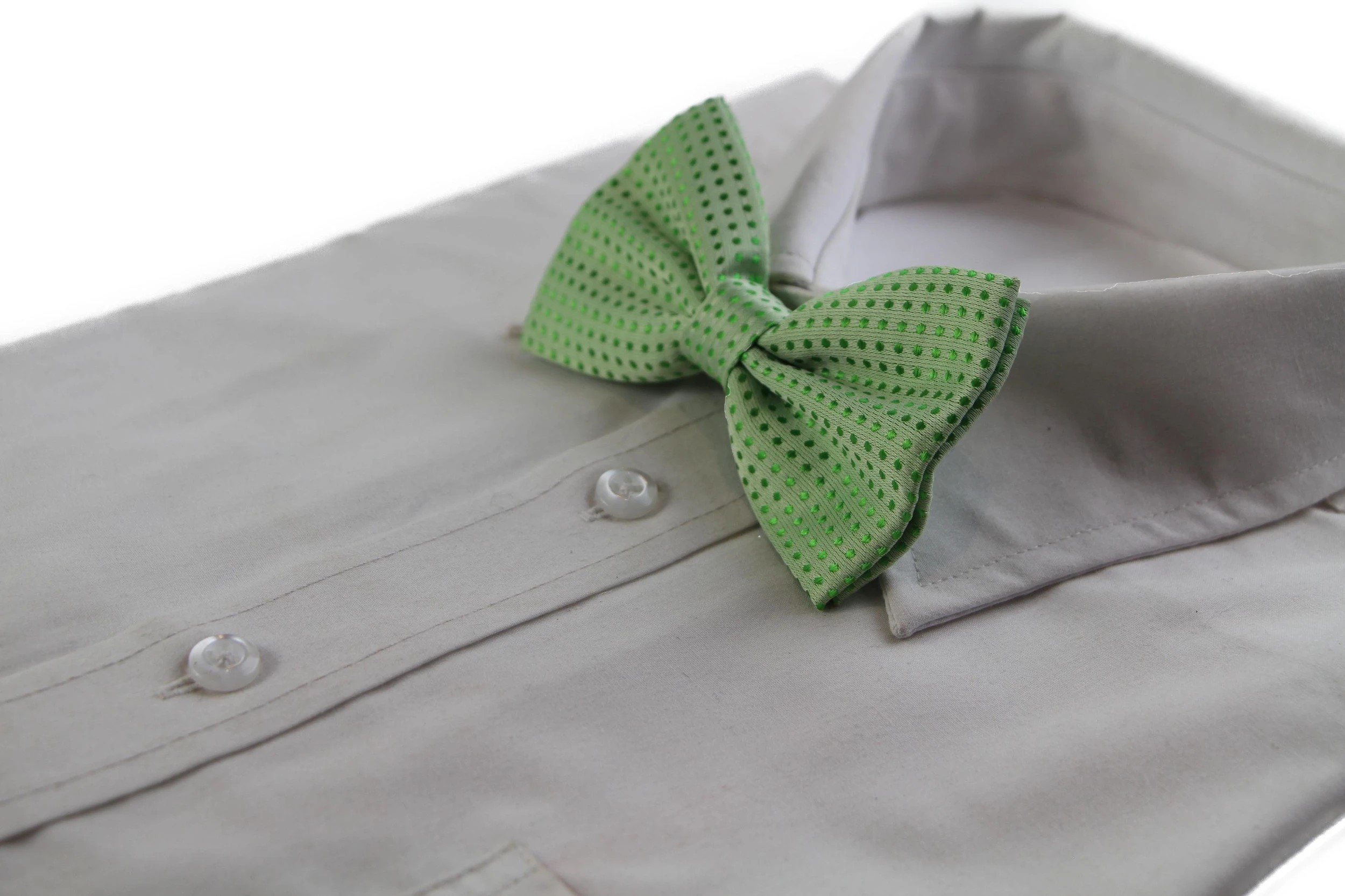 1 Zasel Mens Light Green Polka Dot Patterned Bow Tie - Green, 1 of 3