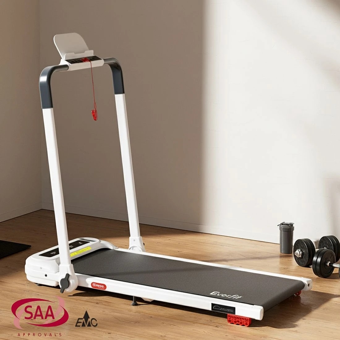 4 Everfit Treadmill Electric Walking Pad with Incline Foldable for Home Gym - White, 4 of 7