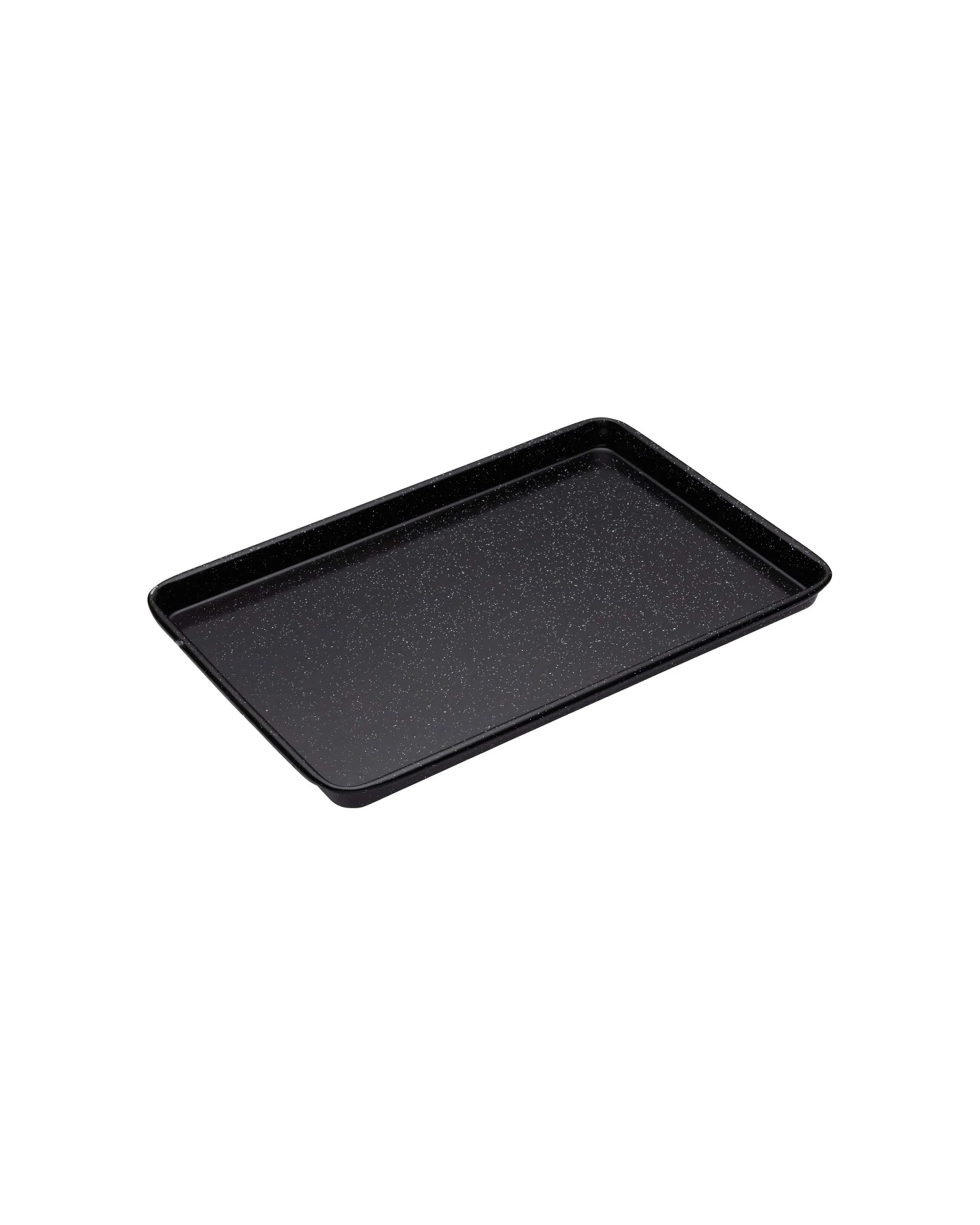 2 Bakemaster Enamel Carbon Steel Baking Tray 39x27cm Non Stick Rolled Rims - Black, 2 of 3