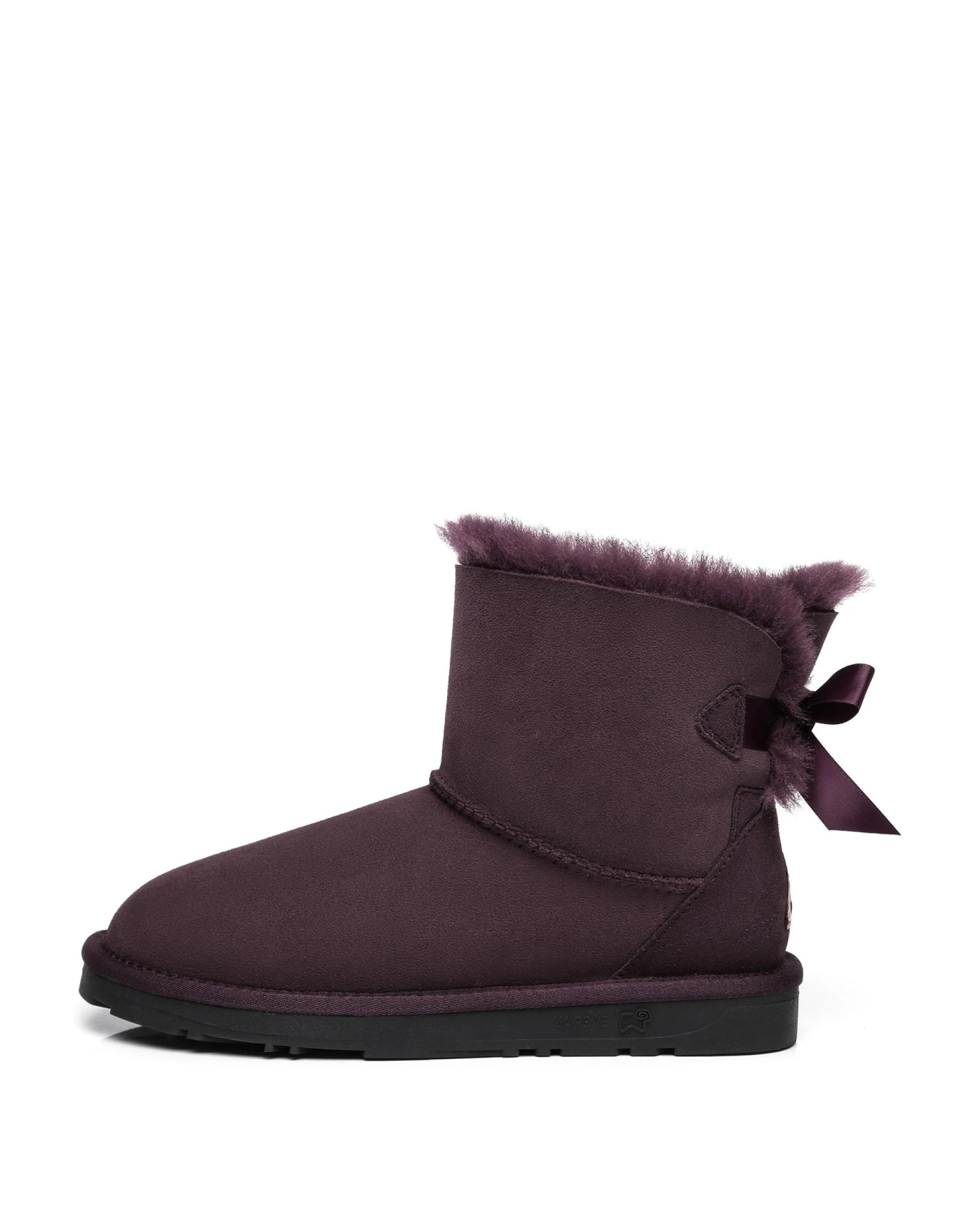 4 Everau Womens Mini Back Bow UGG Boots RAISIN, 4 of 5