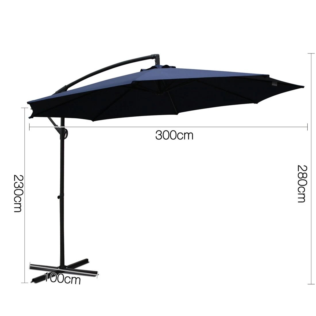 2 Instahut 3m Outdoor Umbrella Cantilever Beach Garden Patio - Blue, 2 of 8
