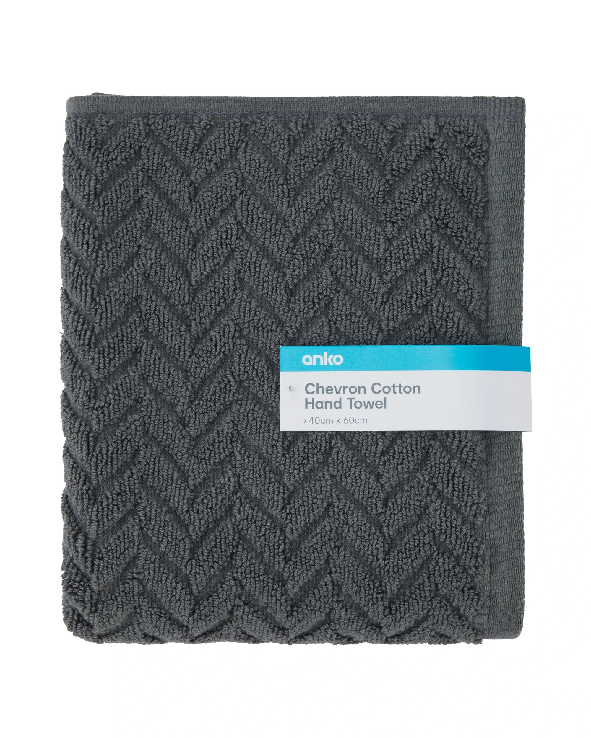 5 Chevron Cotton Hand Towel - Grey, 5 of 6