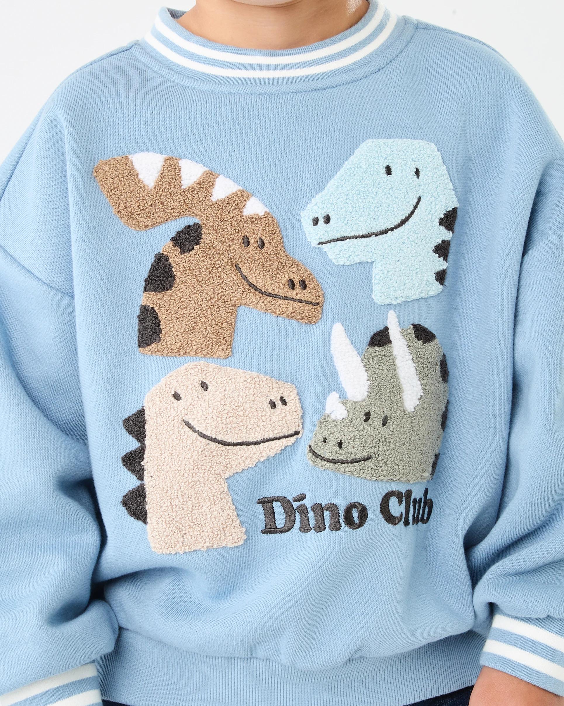 4 Oversized Boucle Crew Neck Sweatshirt Blu Dino, 4 of 7