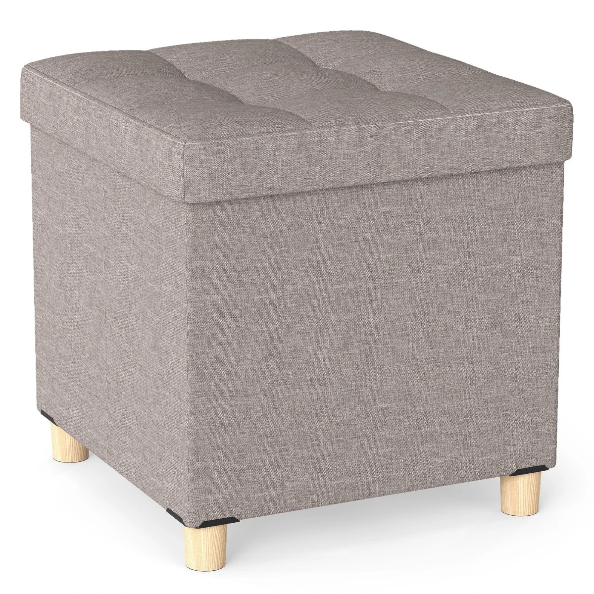 1 Costway 45cm Storage Ottoman Bench Side Table Footstool Foot Rest w/Wood Leg, 1 of 1