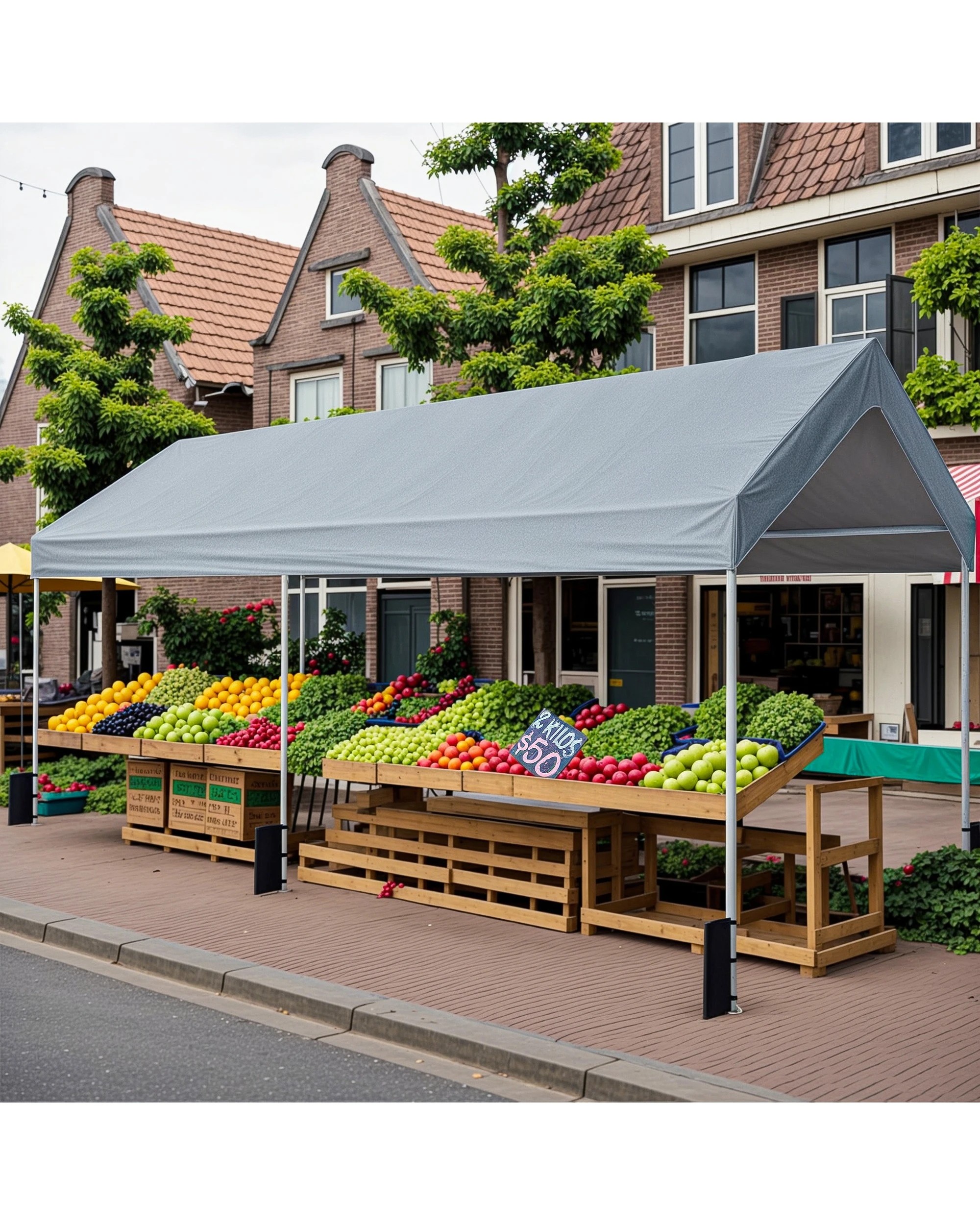 3 Advwin 3.68x6m Carport Canopy Portable Garage - Grey, 3 of 6