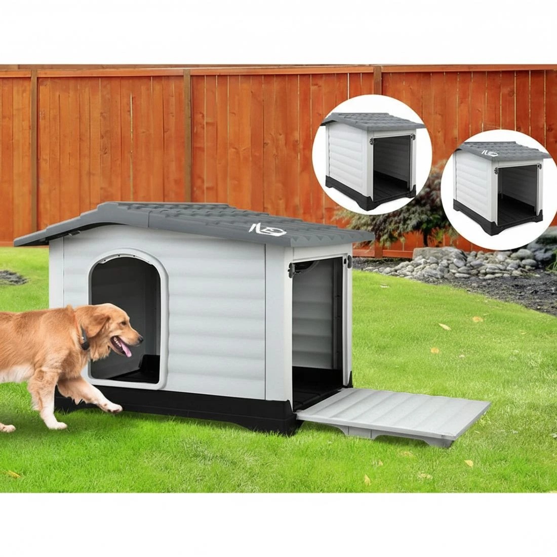 6 i.Pet Dog Kennel House Extra Large Outdoor Plastic Puppy Pet Cabin Shelter XL - Multi, 6 of 7