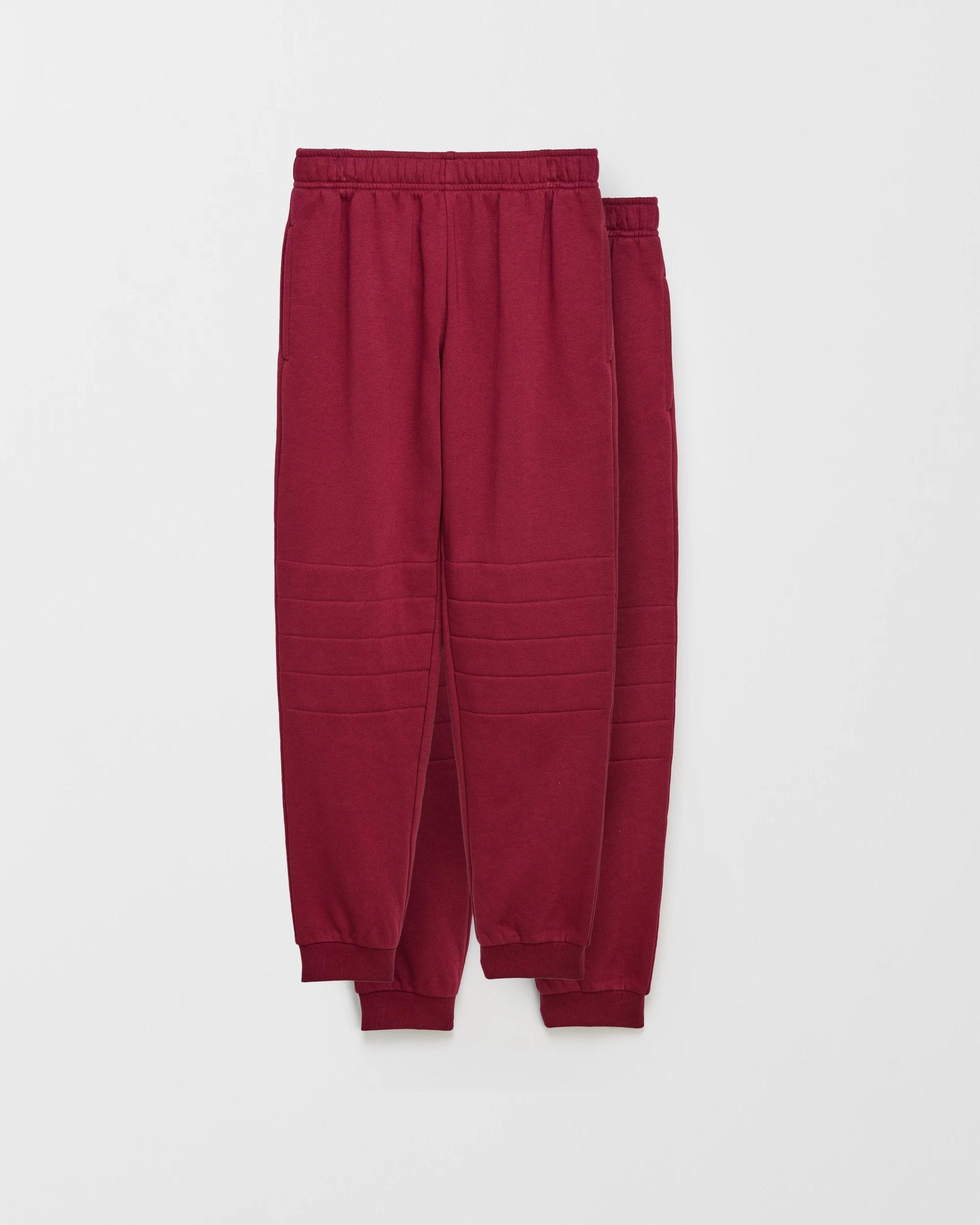 1 Target Australian Cotton School Double Knee Trackpant 2 Pack BURGUNDY, 1 of 3