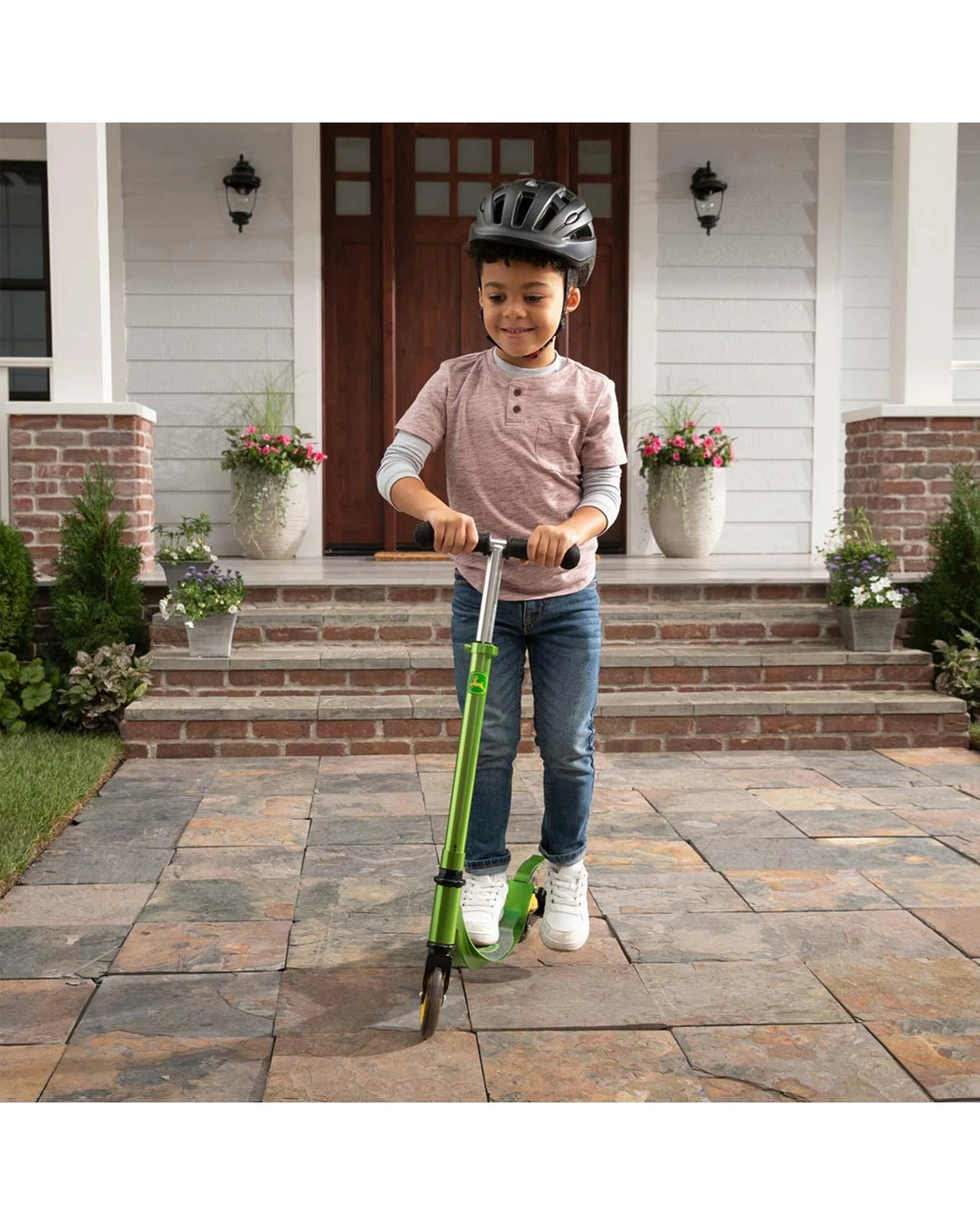 5 John Deere Adjustable Kick Scooter Trottinette w/ Light Up Wheels - Multi, 5 of 7