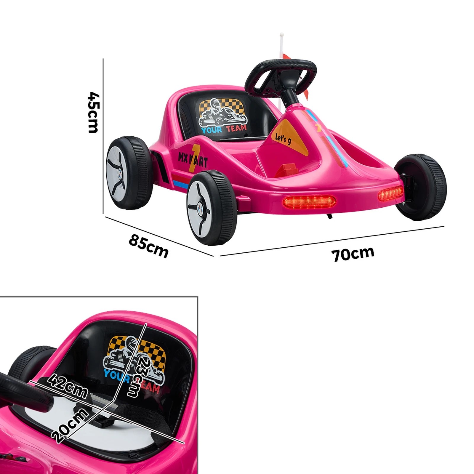 10 Mazam Kids Ride On Car Electric Kart Bluetooth Light Music Remote Control
 - Pink, 10 of 10