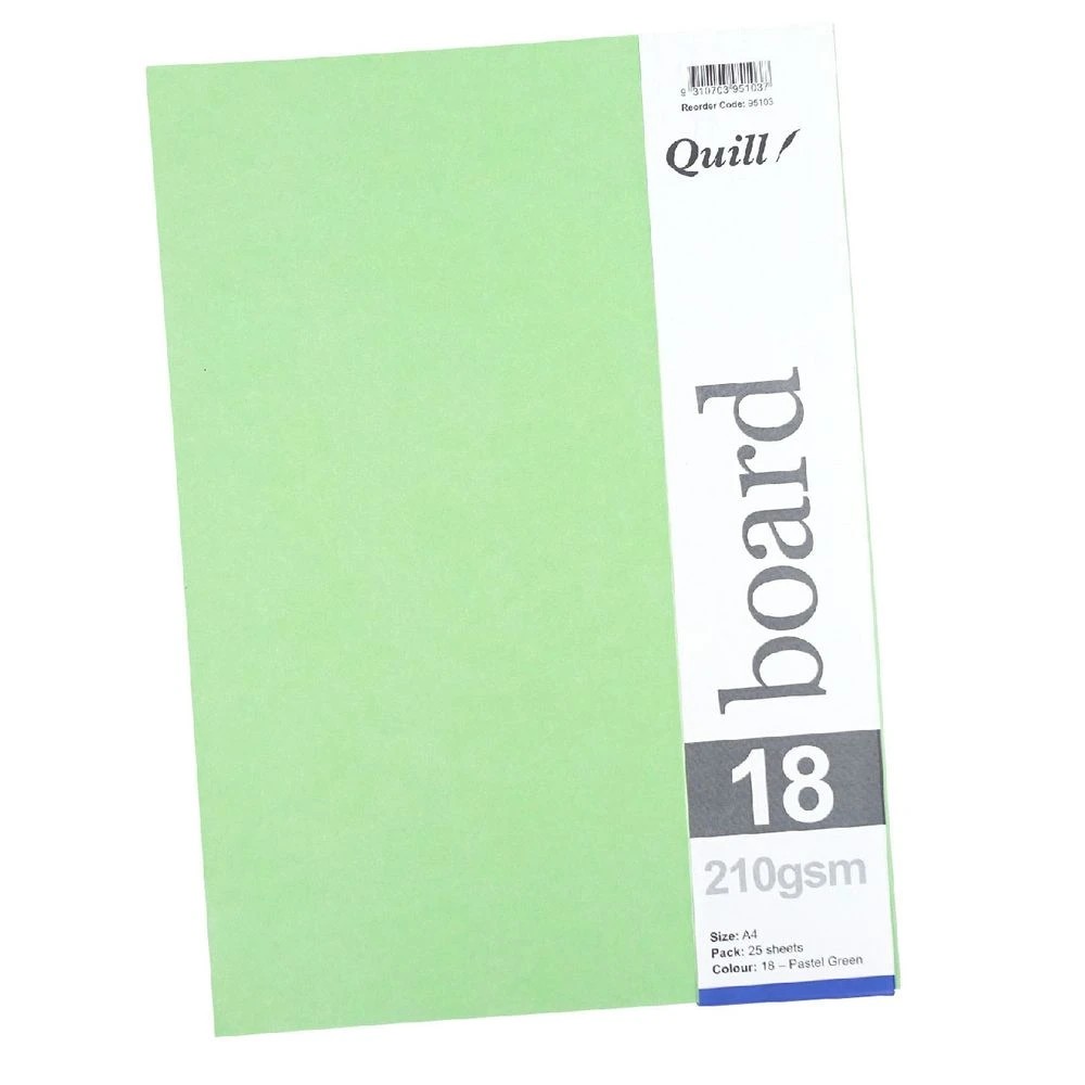 4 Quill A4 210gsm Board Pastel Green 25 Pack, 4 of 4