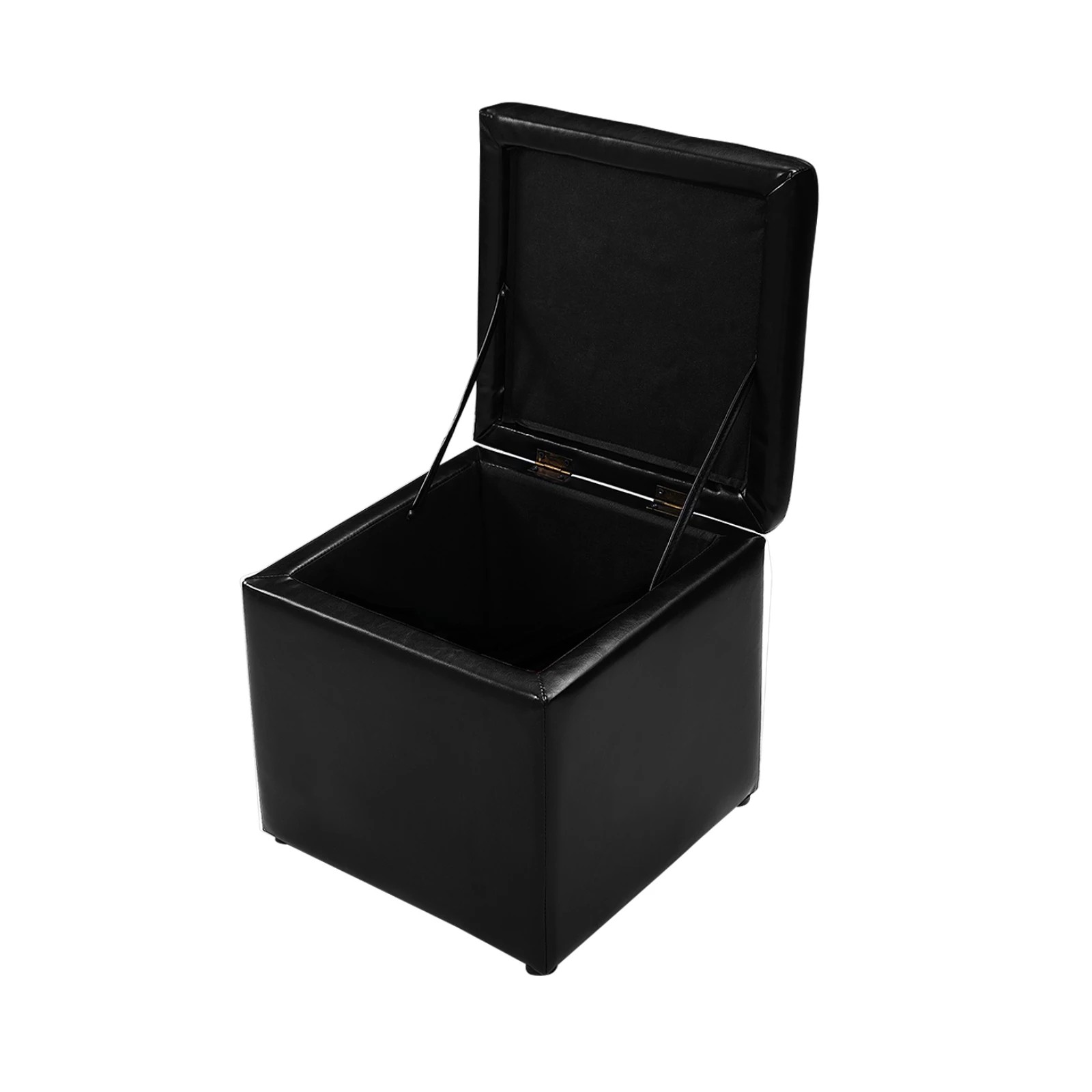 1 Costway 40cm Cube Storage Ottoman Footstools - Black, 1 of 3