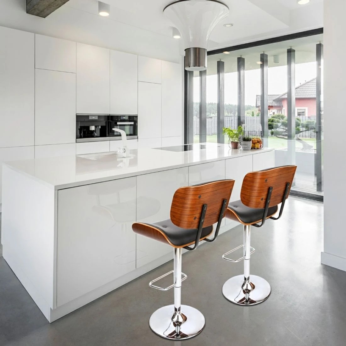 3 Artiss 4x Bar Stools Gas Lift Leather - Black, 3 of 5