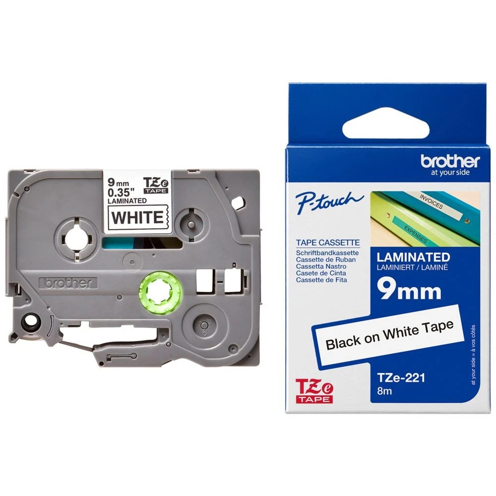 2 Brother TZe-221 Laminated Tape 9mm x 8m Black on White, 2 of 2