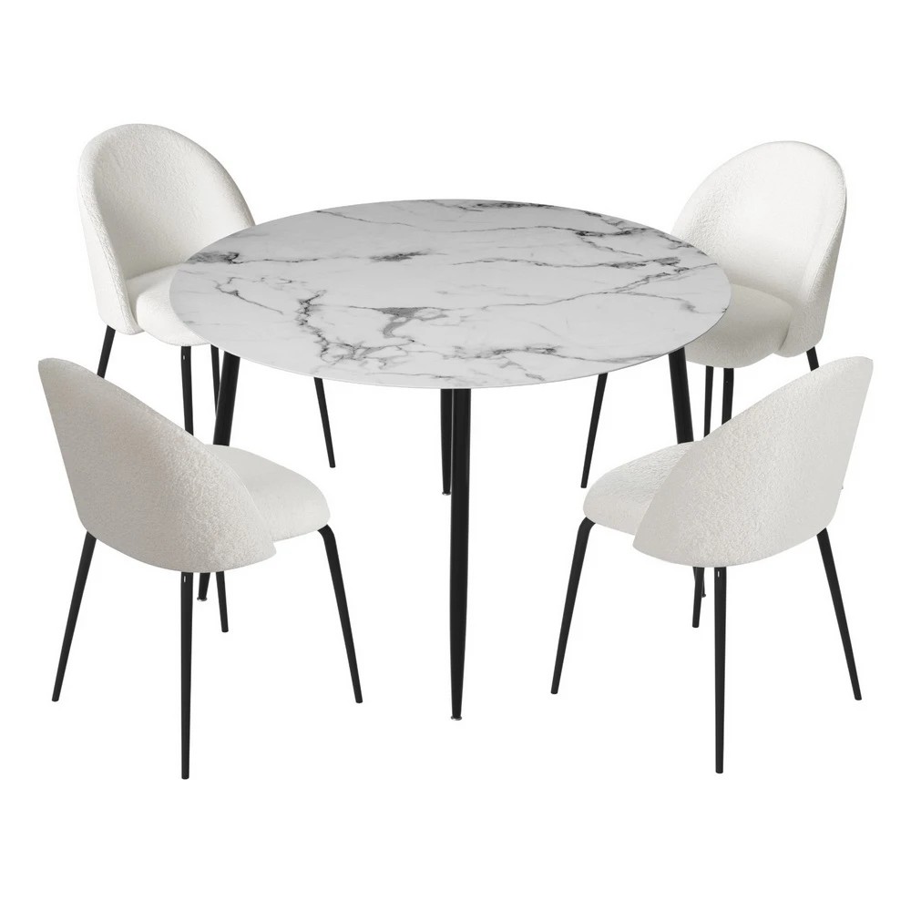 1 1 Artiss Dining Table and 4 Chairs Set Marble - Multi, 1 of 6