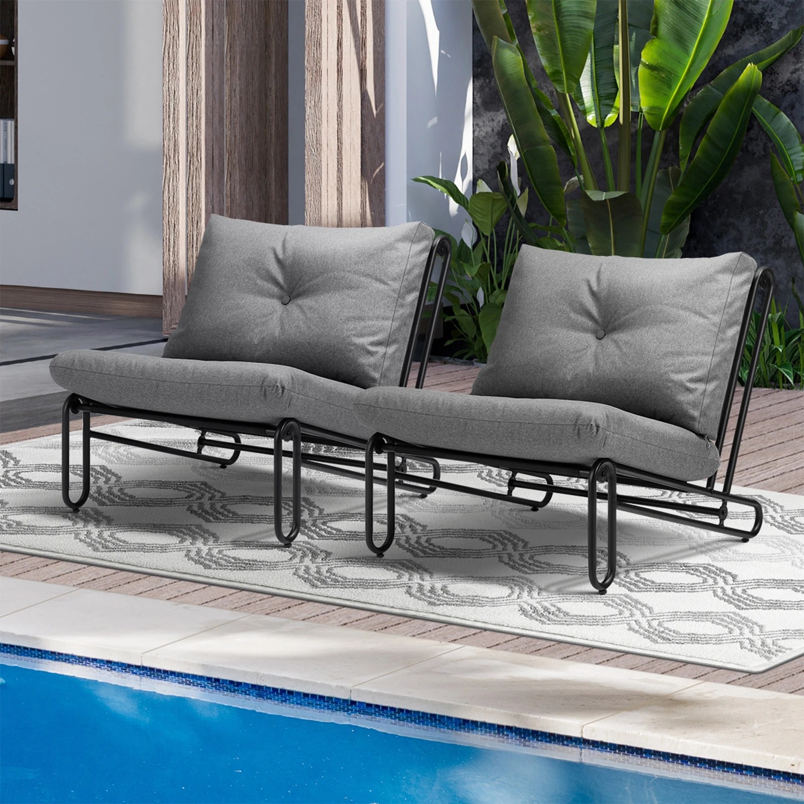 3 Livsip 2x Outdoor Lounge Chairs Patio Furniture Garden Sofa With Cushions
 - Multi, 3 of 10