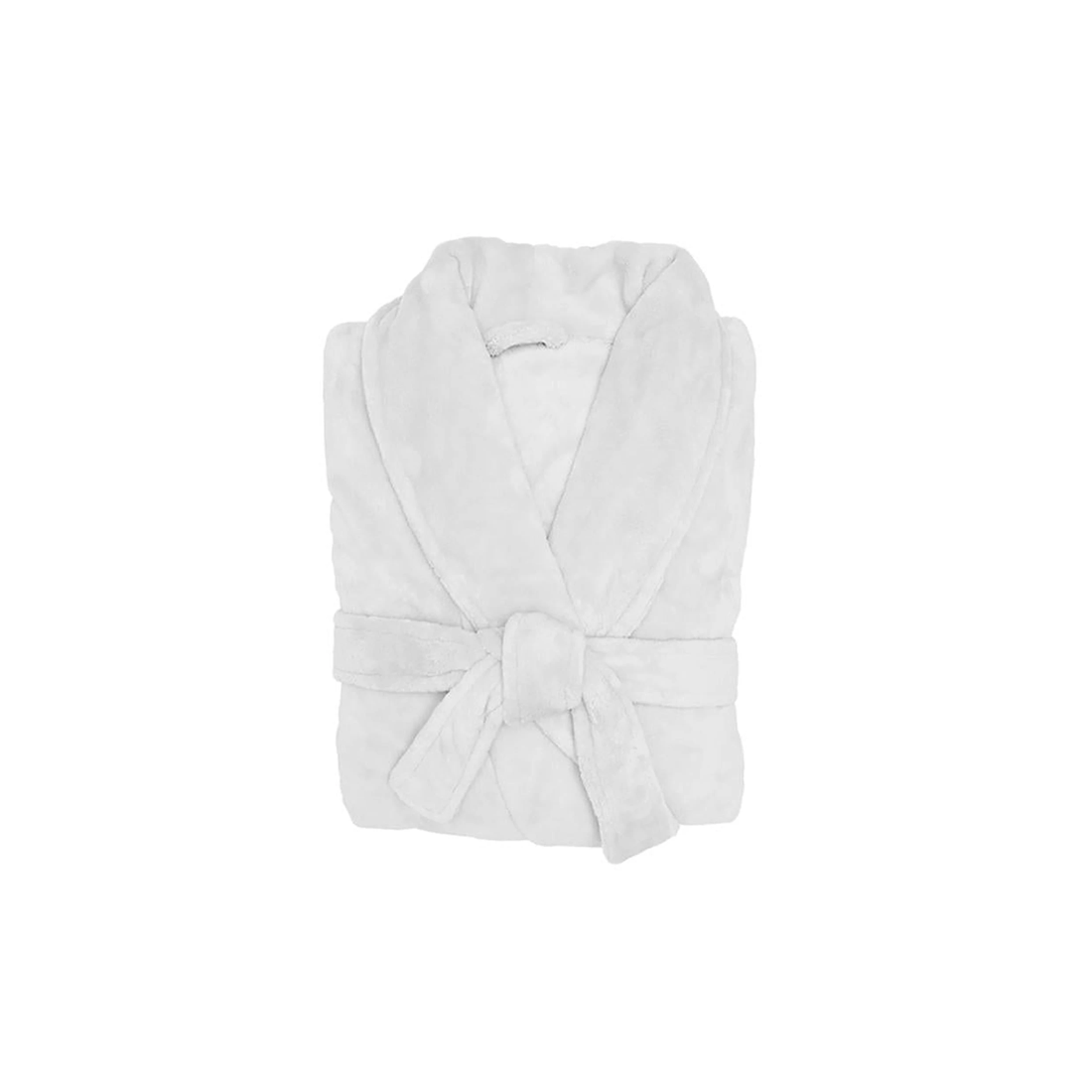 1 Bambury Microplush Coral Fleece Bath Robe — 11 Colours, 100% Polyester - White, 1 of 7