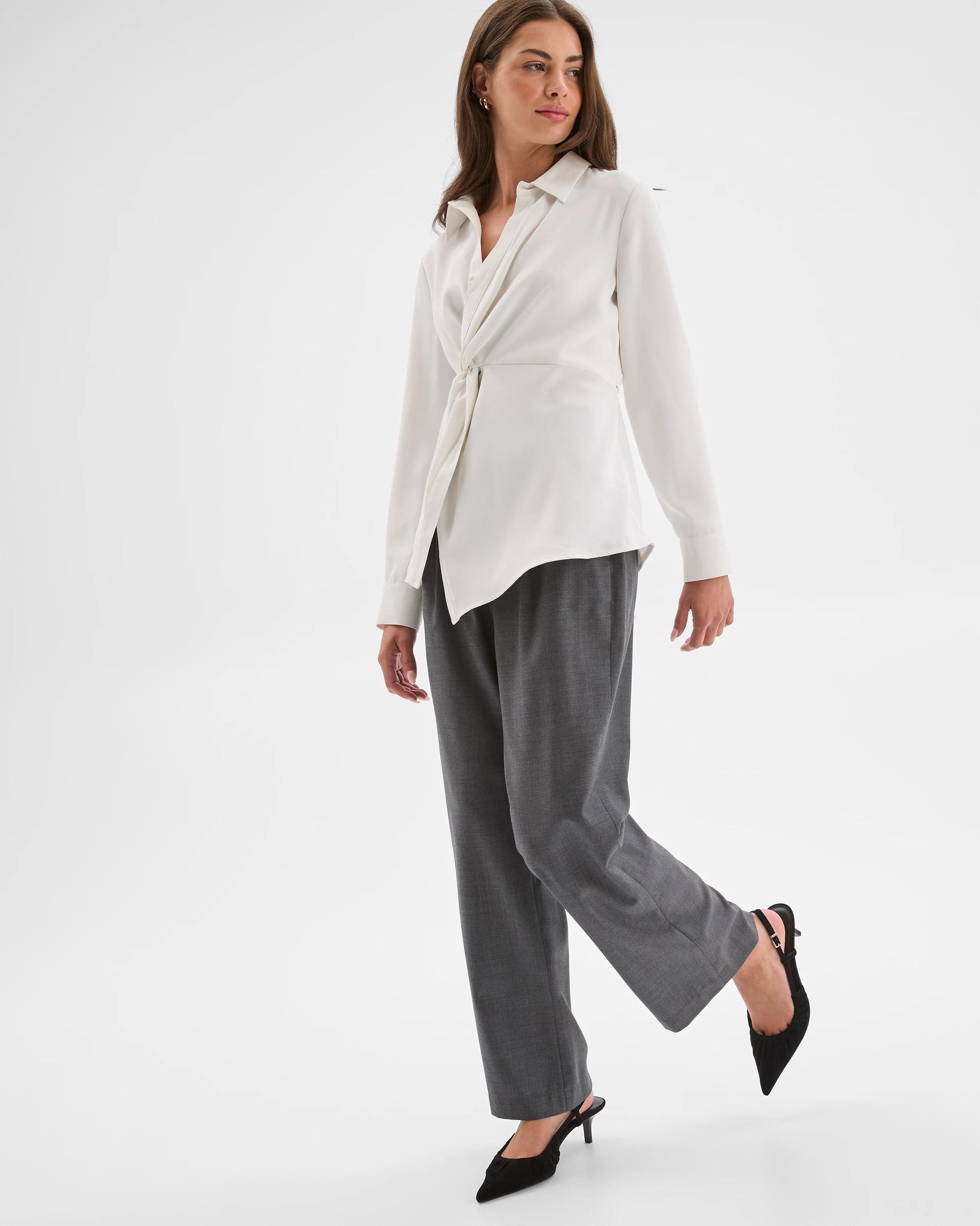 5 Target Petites Petites Wool Blend Tailored Straight Leg Pants CHARCOAL, 5 of 6