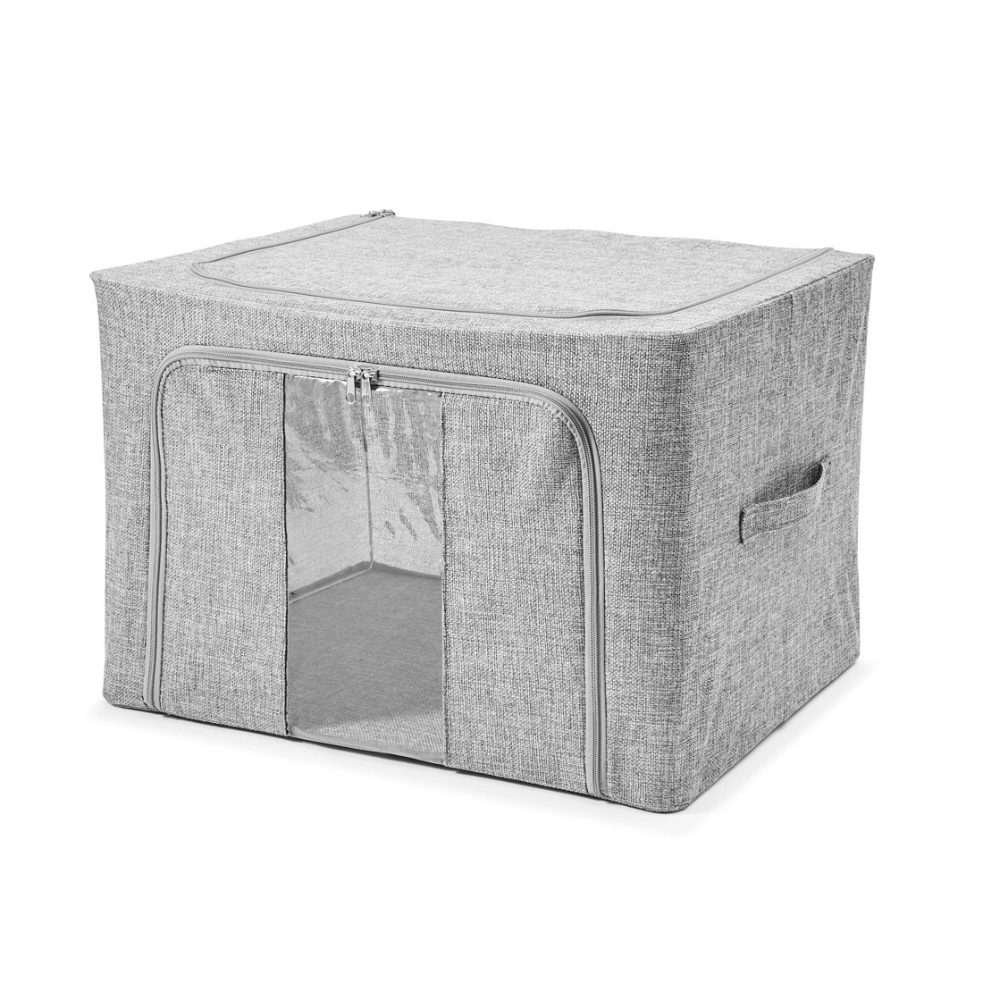 4 Linen Look Collapsible Box with Window - Large, Charcoal, 4 of 10