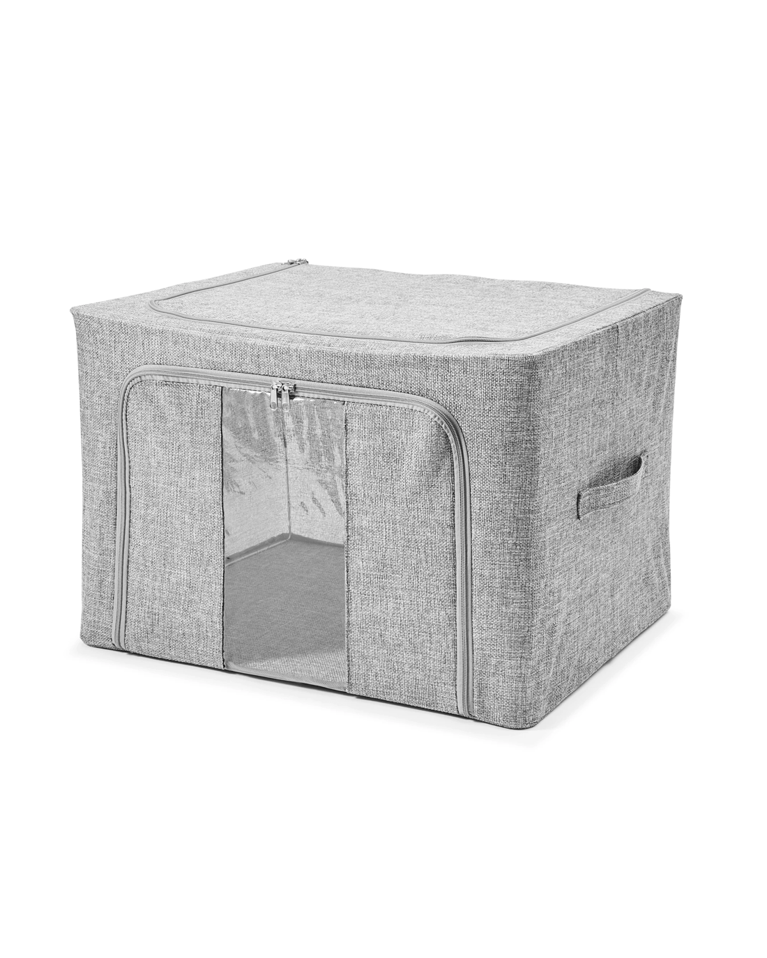 4 Linen Look Collapsible Box with Window - Large, Charcoal, 4 of 10