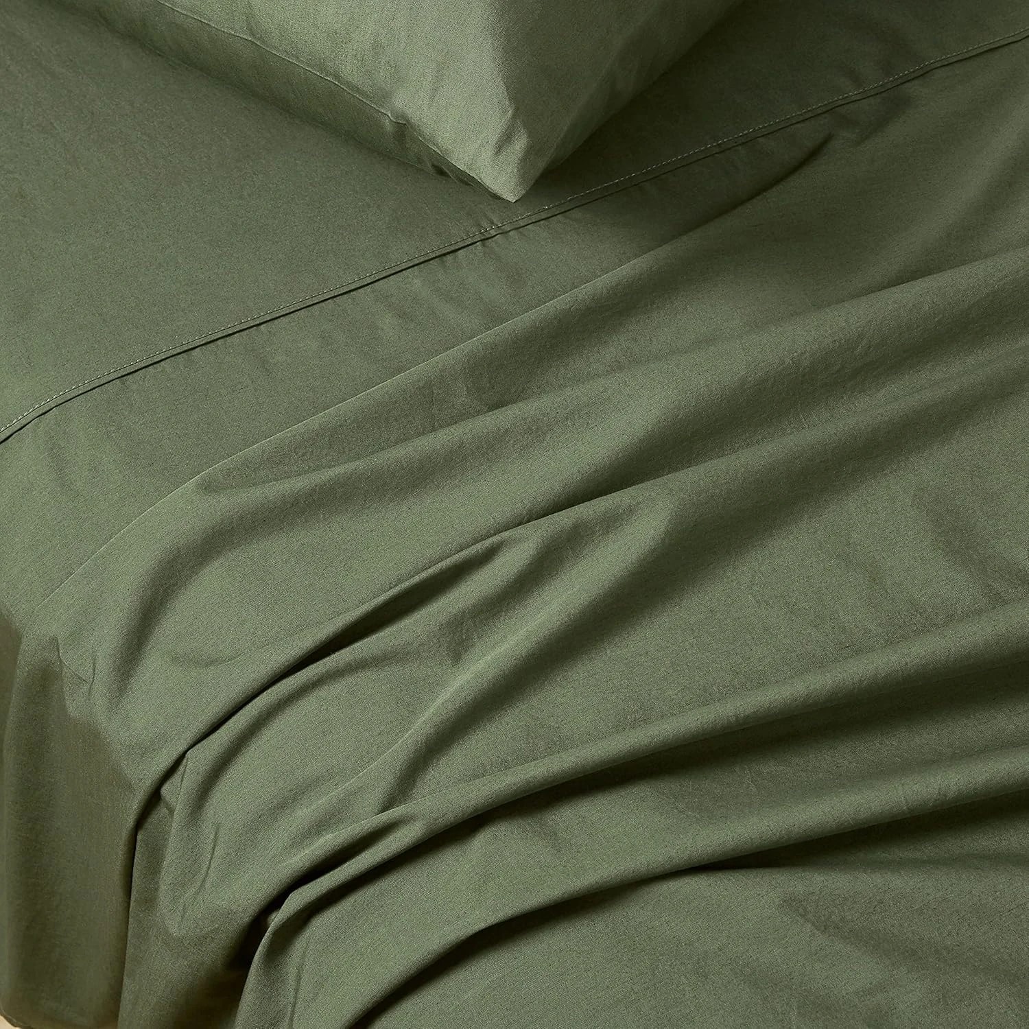 2 Gioia Casa Vintage Washed Cotton Sheet Set Soft Breathable - Double Bed - Khaki Green, 2 of 4