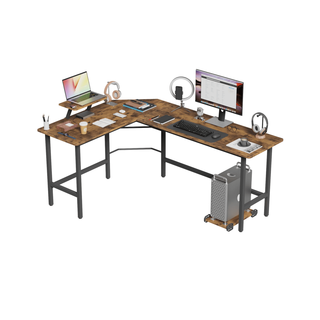1 Advwin L-shaped Corner Desk With Laptop Stand Workstation Home Work Computer Desk Office Table, 1 of 9