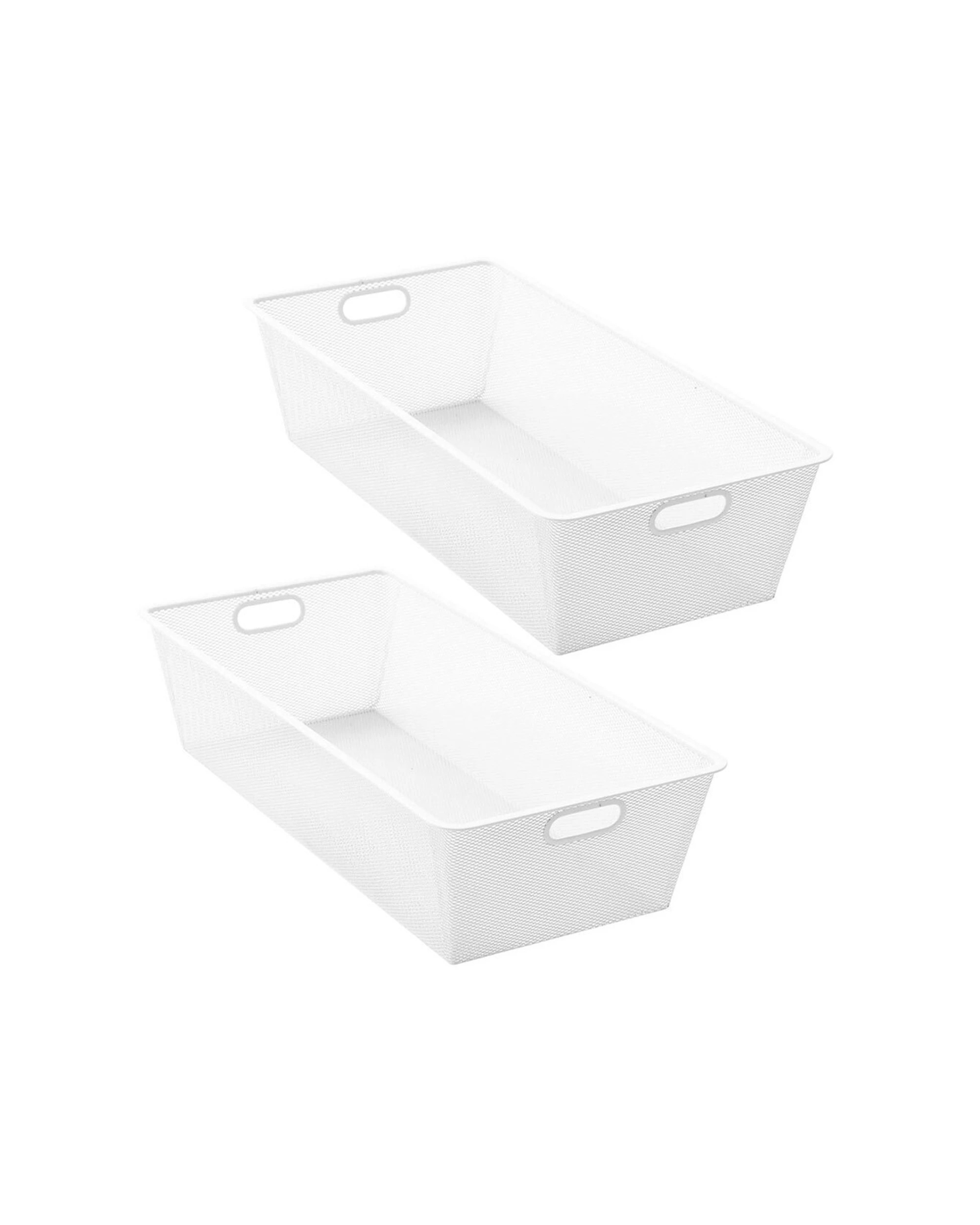 1 Boxsweden Mesh Storage Basket 2PK Mesh Storage Home Organisation Handles
 - white, 1 of 4