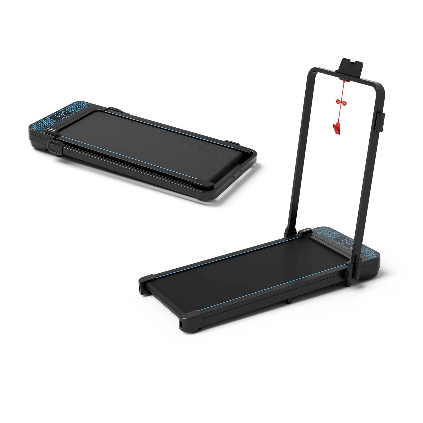 1 Costway 2-in-1 Under Desk Walking Pad Remote/APP Control Treadmill w/LED Display 140kg Capacity - Black, 1 of 1