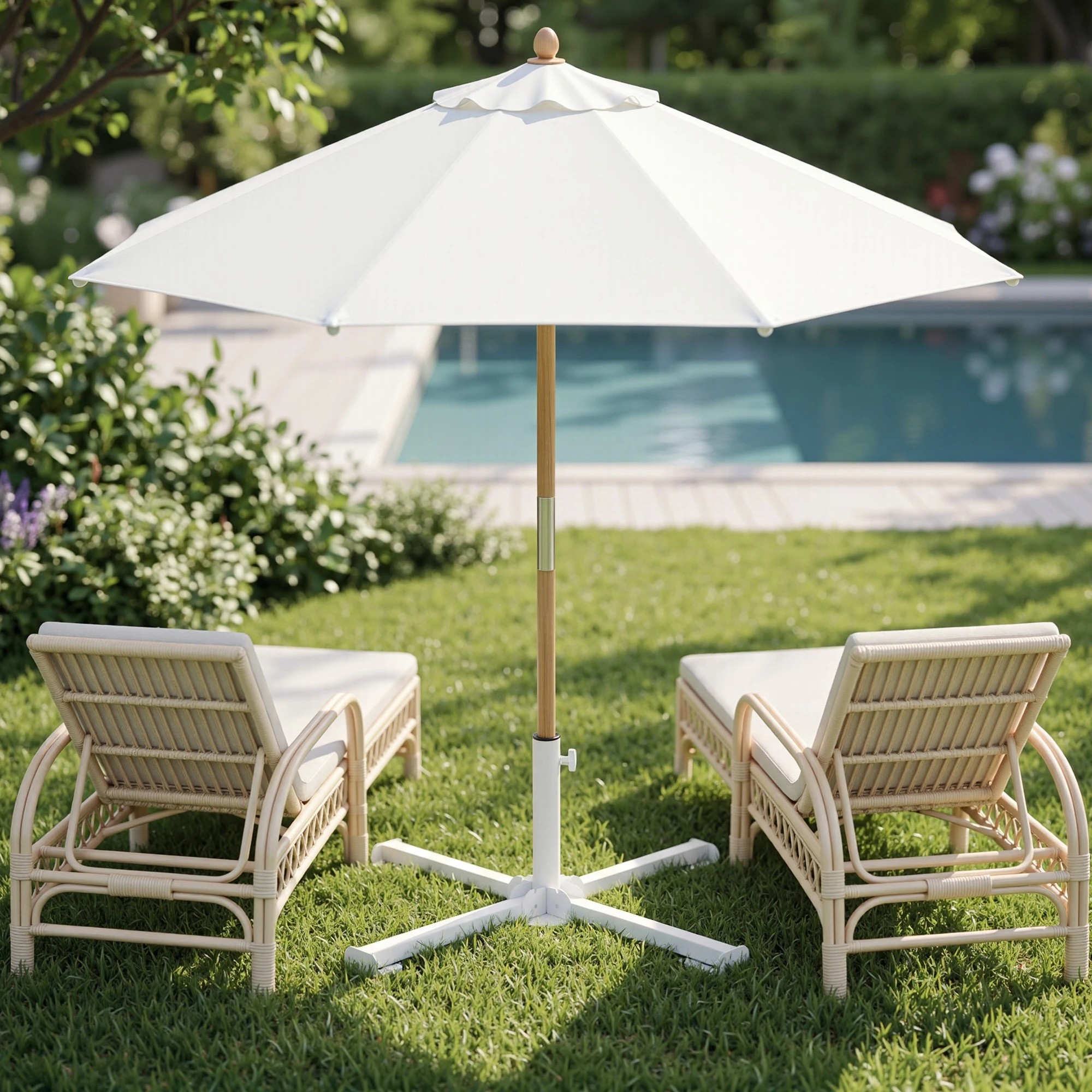 7 Instahut Outdoor Umbrellas Base Steel Umbrella Holder 25 to 35mm White - White, 7 of 8