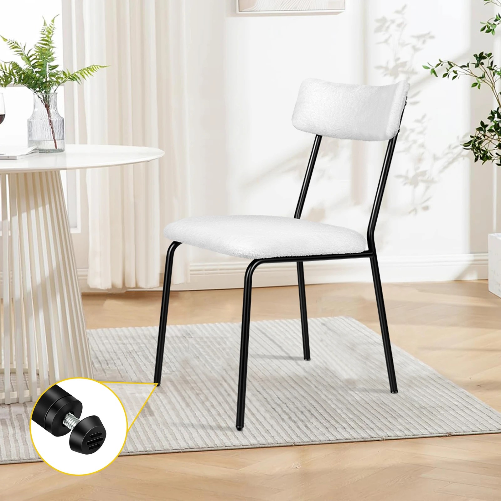 3 Alfordson 4x Dining Chairs Accent Kitchen Lounge Rectangular Back Sherpa - White, 3 of 9